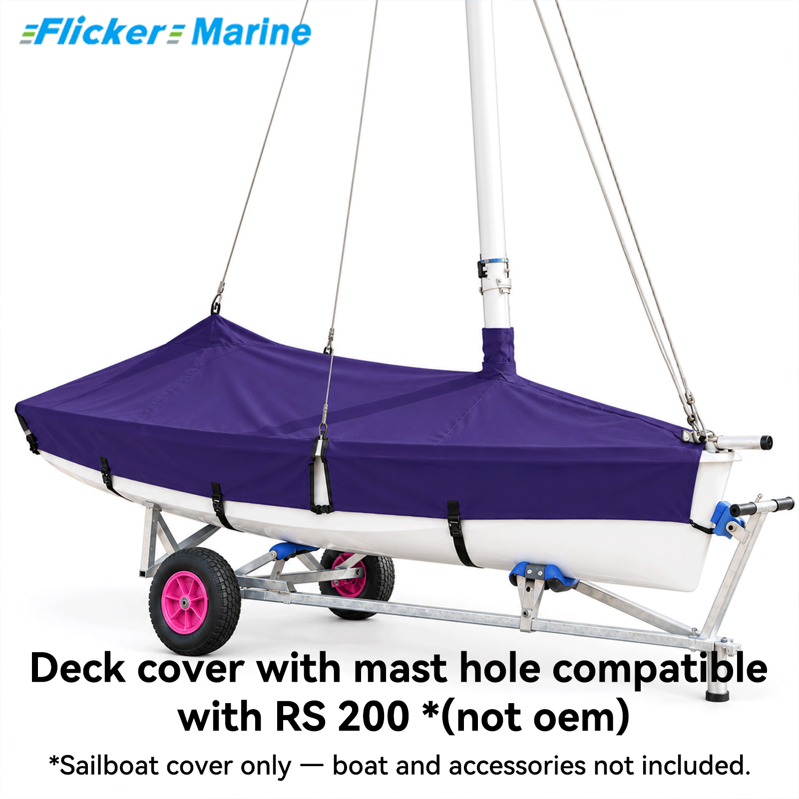 Flicker Marine Sailboat Cover, Polyester Waterproof Sun Resistant Deck Cover Compatible With RS 200