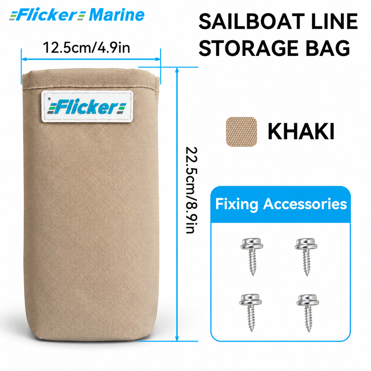 Flicker Marine Boat Rope Organizer Bag, Wear-resistant Polyester, UV Resistant, Metal Snap Back Design with Mounting Accessories, Practical Marine Storage, Compatible With sailboats for managing deck sailing lines