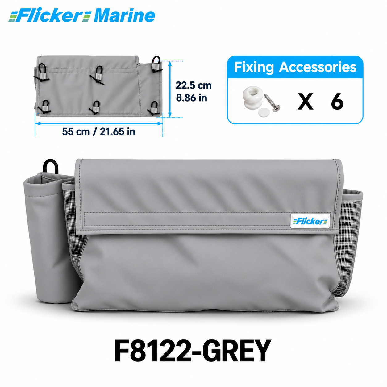 Flicker Marine Multifunctional Sailboat Line Storage Bag, Polyester Material, Multi Pockets Organizer Compatible With Sailboat, For Storing Ropes Walkie Talkie and Marine Gear