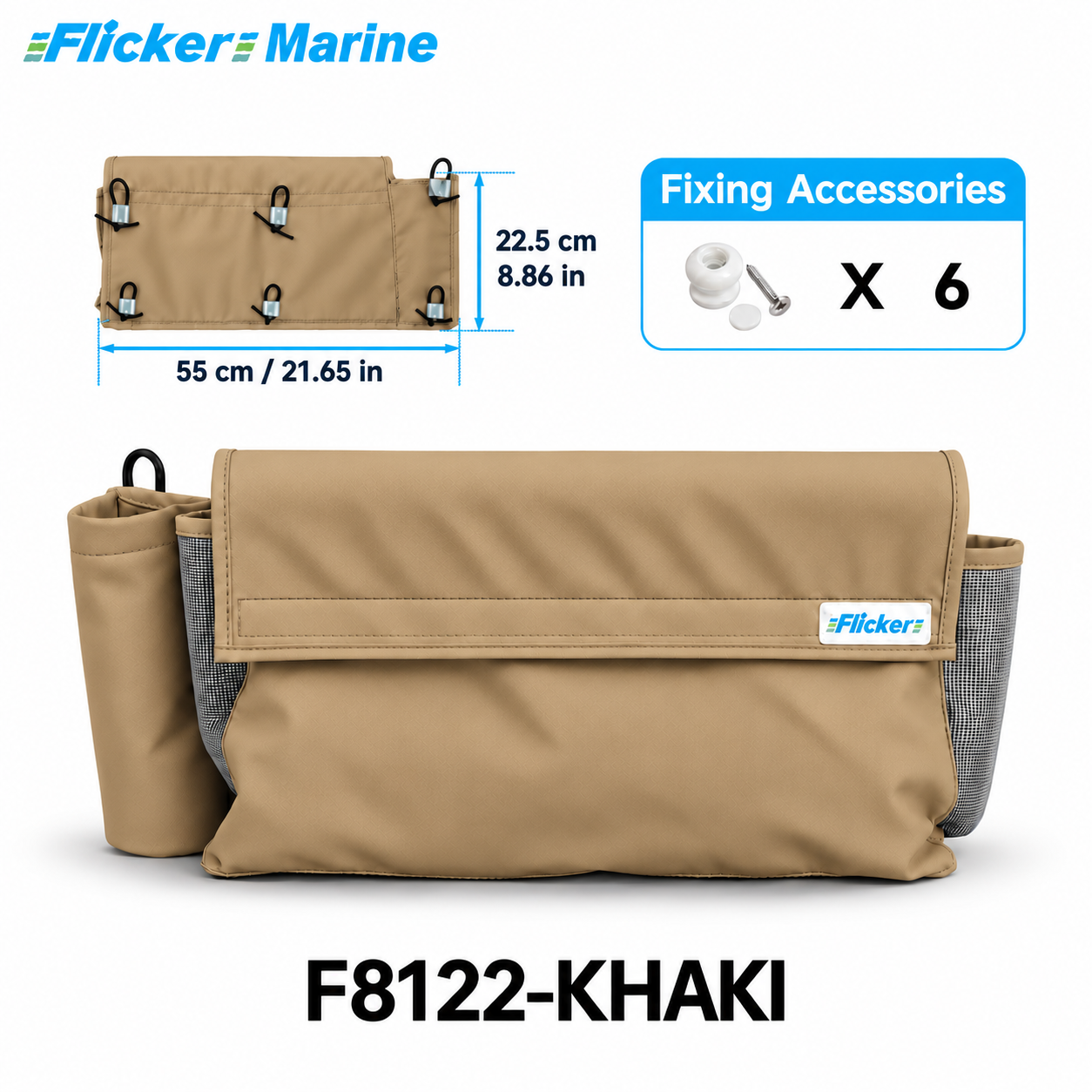 Flicker Marine Multifunctional Sailboat Line Storage Bag, Polyester Material, Multi Pockets Organizer Compatible With Sailboat, For Storing Ropes Walkie Talkie and Marine Gear