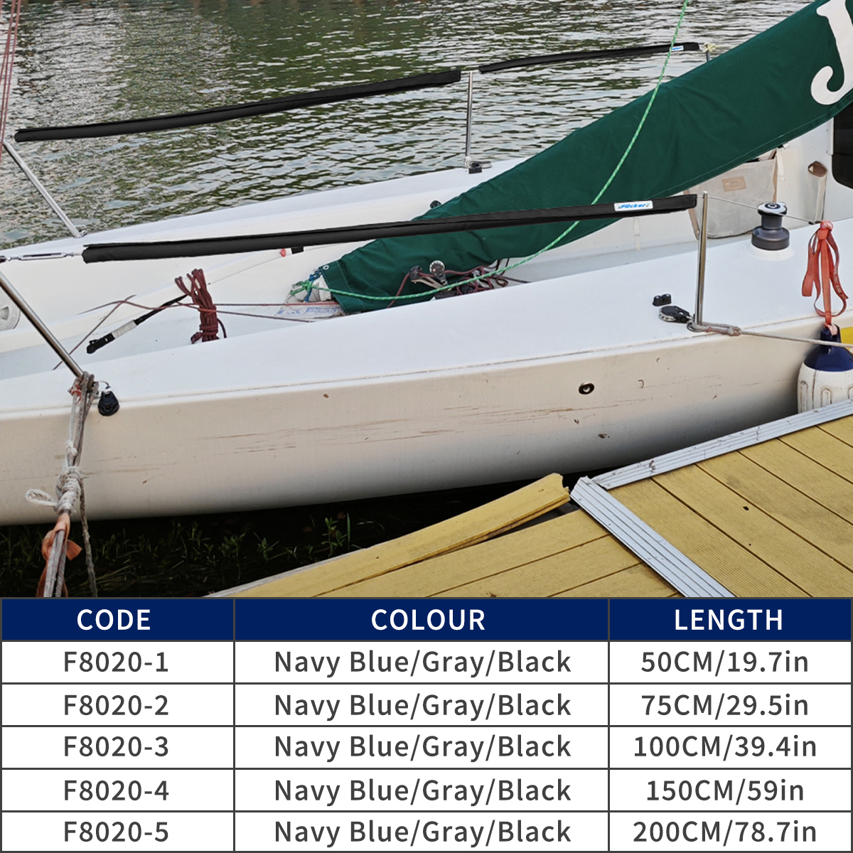  Flicker Sailboat Fence Handrail Covers, Polyester Composite Oxford Fabric, High Color Fastness, Sunlight Resistant, Wear-Resistant with PVC Pipe Inside for Universal Fit