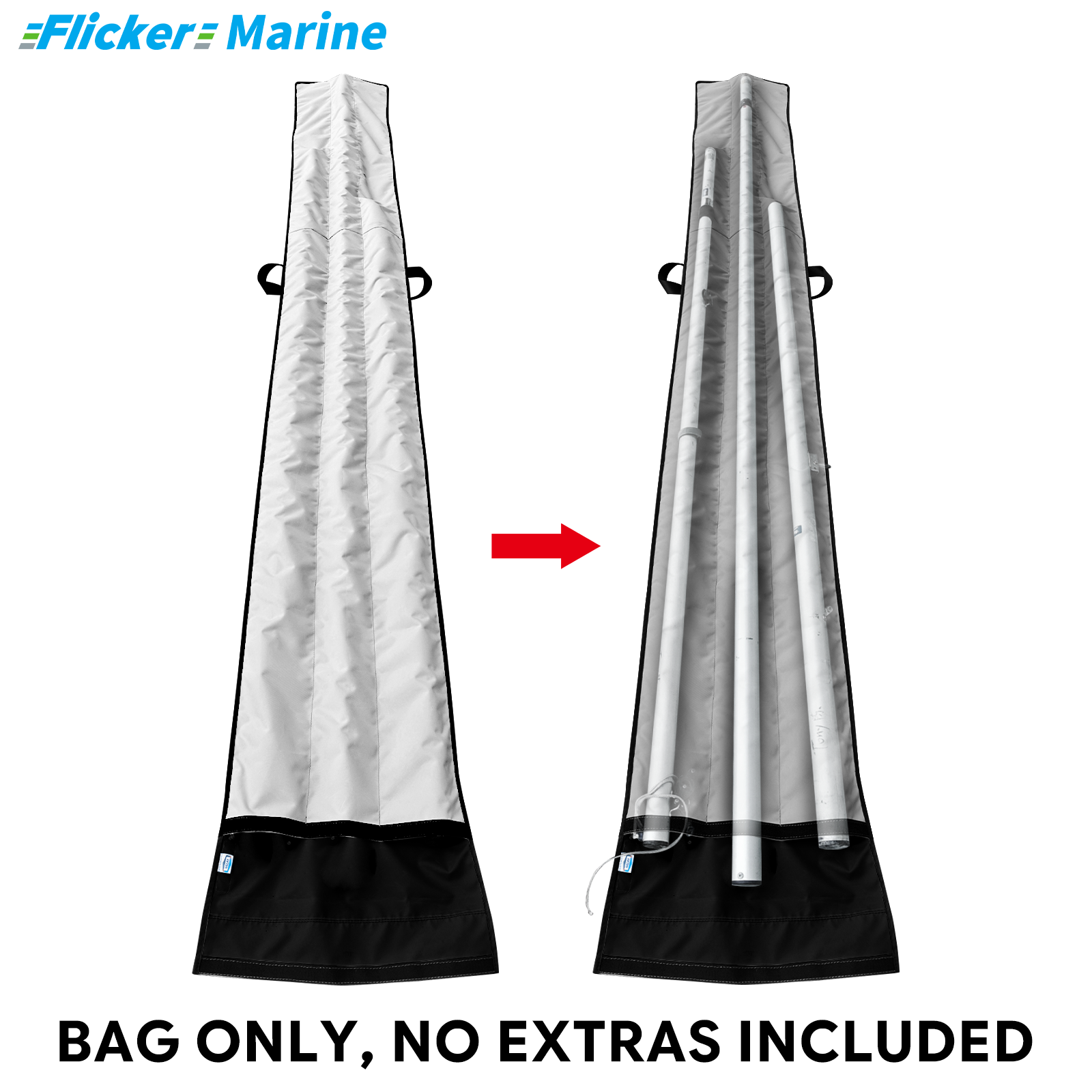 LICA Mast & Boom Bag Compatible with Laser, Polyester Sailboat Storage Bag with Soft Fleece Lining, Black & Gray