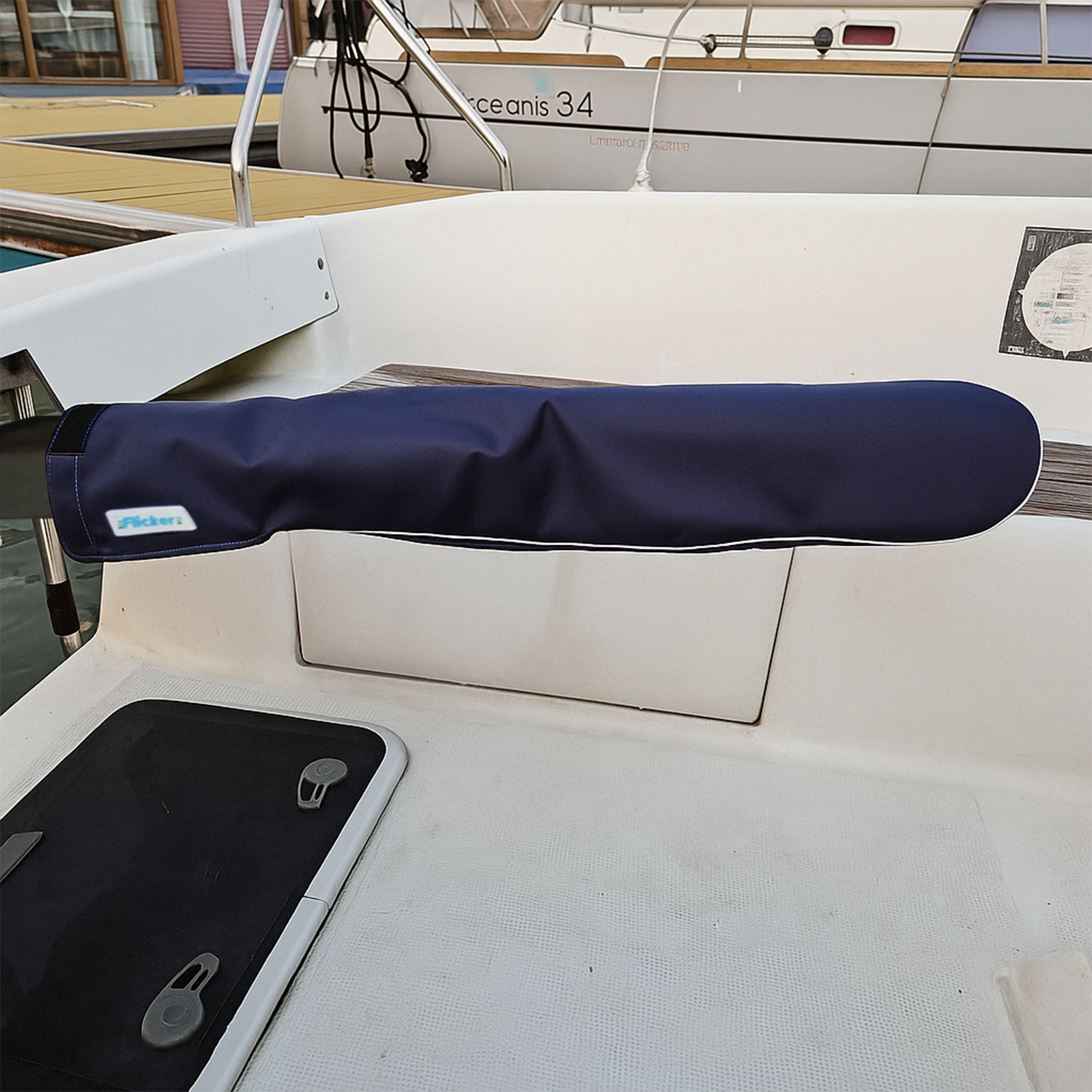 Sailboat Tiller Cover with Reflective Strip, UV Resistant Polyester Tiller Protector, Marine Protective Cover for Dinghies and Sailboats