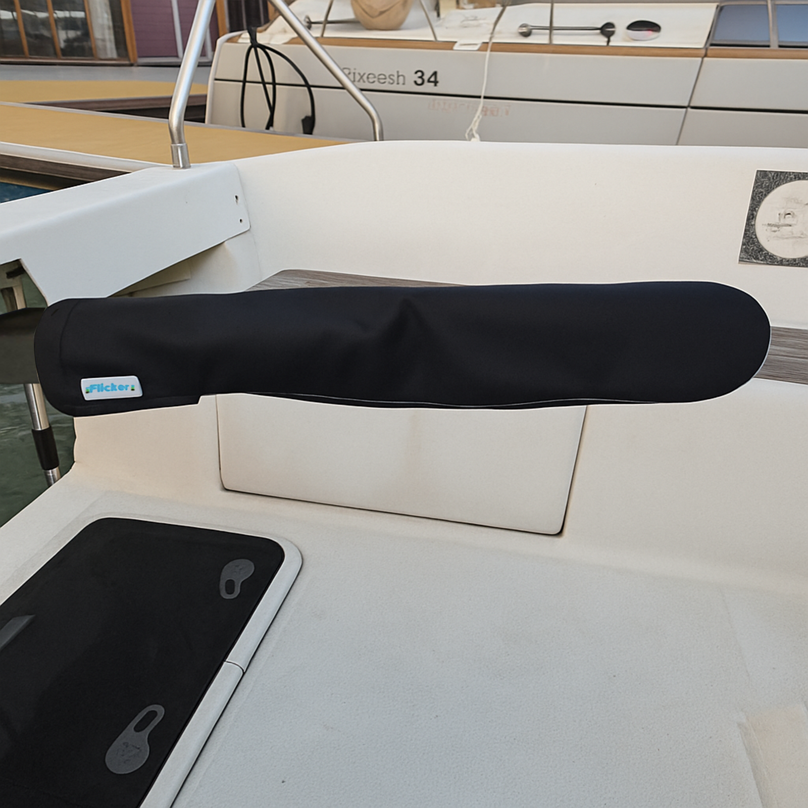 Sailboat Tiller Cover with Reflective Strip, UV Resistant Polyester Tiller Protector, Marine Protective Cover for Dinghies and Sailboats