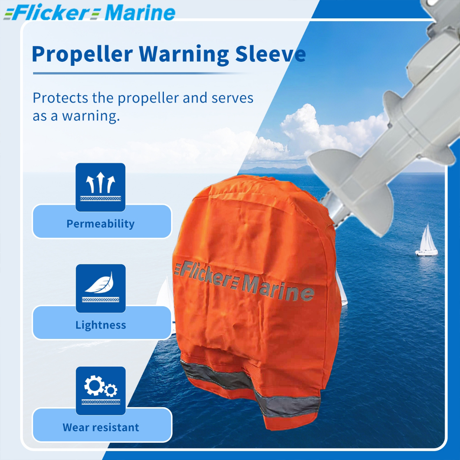 Flicker High-Visibility Propeller Safety Cover – Reflective, Weather-Resistant Guard for Outboard Motors【Size Customization Available】