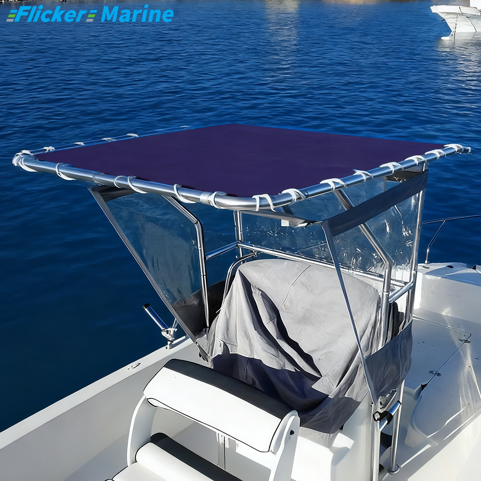 Marine T-Top Canvas, Heavy Duty UV Resistant Boat T-Top Replacement Cover, Durable Polyester Canopy for Center Console Boats