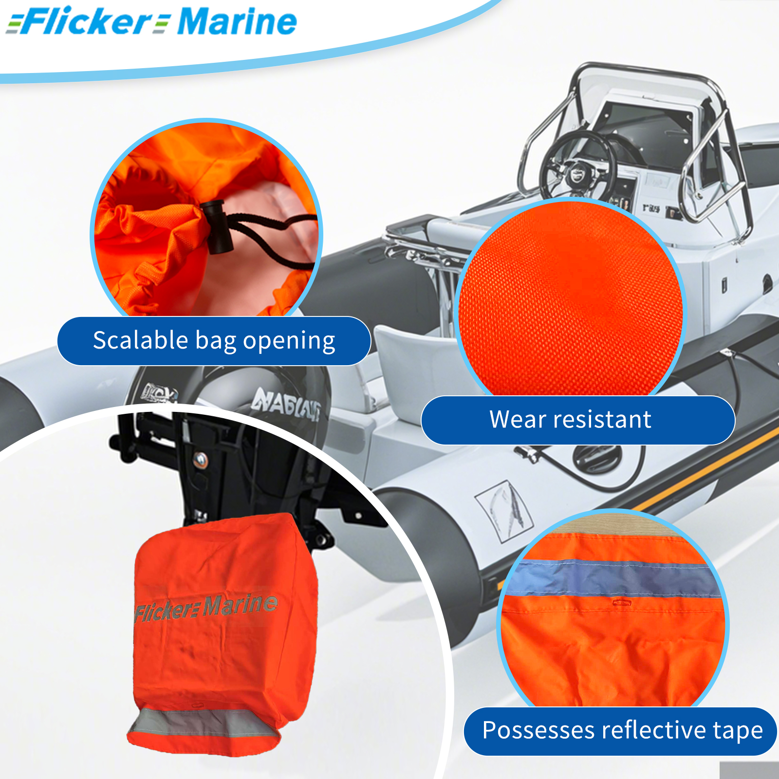 Flicker High-Visibility Propeller Safety Cover – Reflective, Weather-Resistant Guard for Outboard Motors【Size Customization Available】