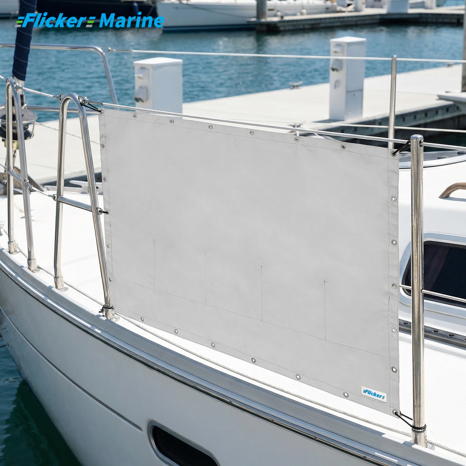 Marine Privacy Screen for Boat Railings, UV Resistant Polyester Lifeline Shade Panel, Durable Privacy Cover for Sailboats and Yachts