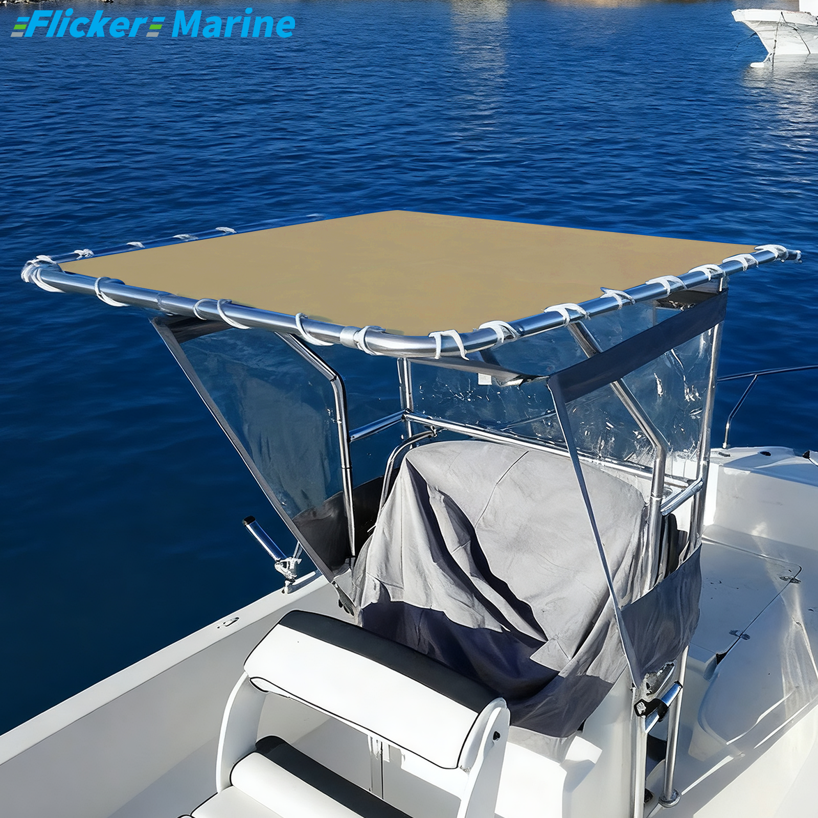 Marine T-Top Canvas, Heavy Duty UV Resistant Boat T-Top Replacement Cover, Durable Polyester Canopy for Center Console Boats