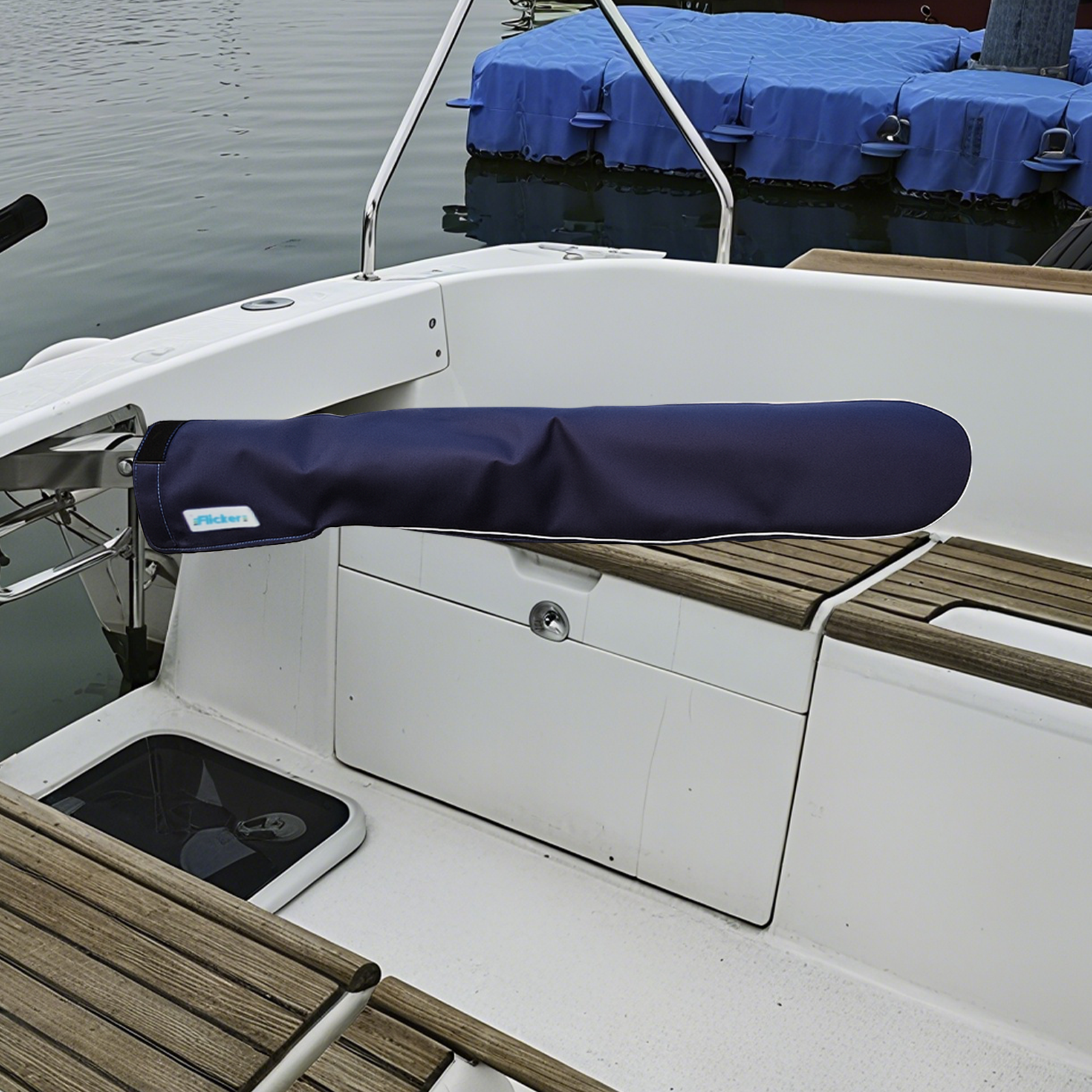 Sailboat Tiller Cover with Reflective Strip, UV Resistant Polyester Tiller Protector, Marine Protective Cover for Dinghies and Sailboats