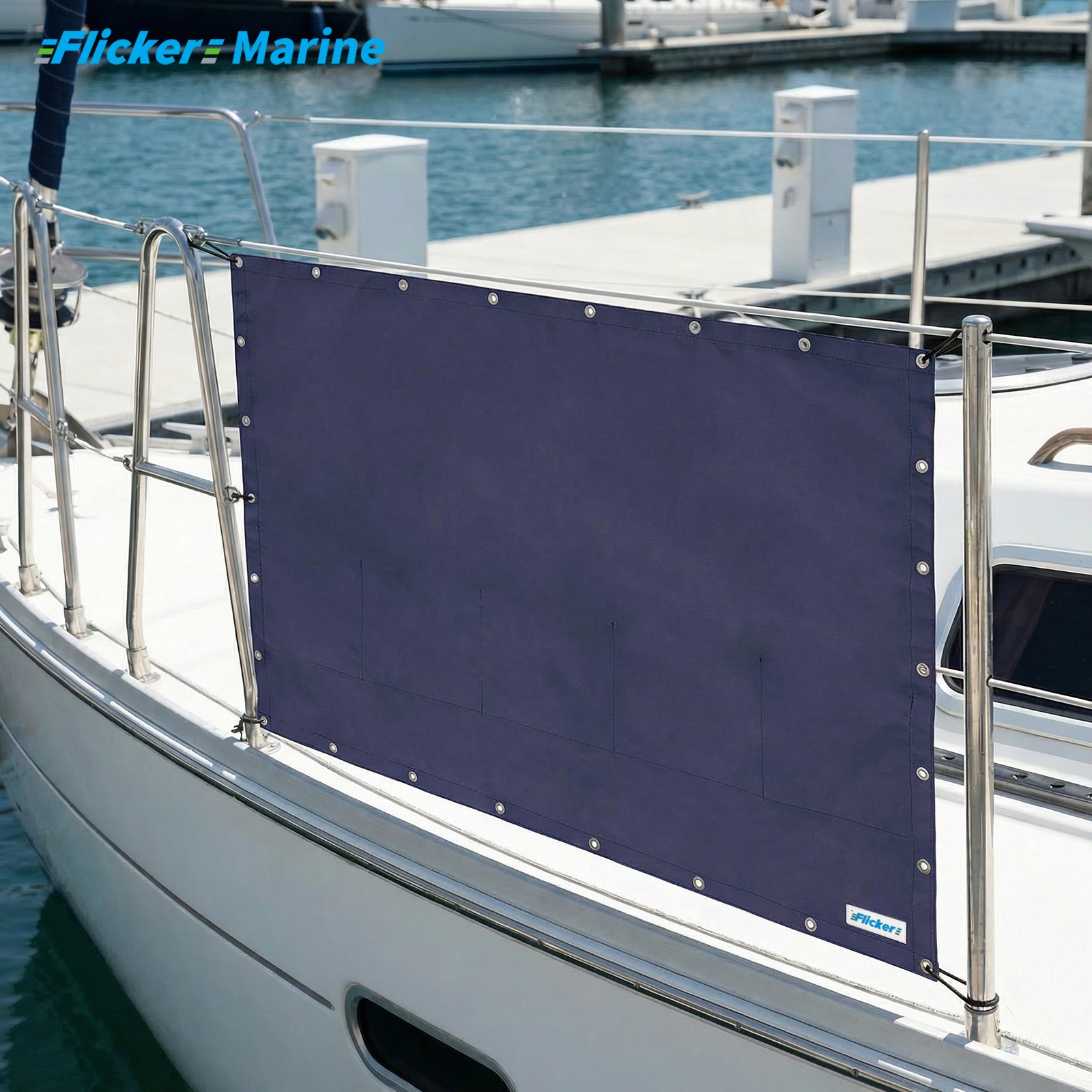 Marine Privacy Screen for Boat Railings, UV Resistant Polyester Lifeline Shade Panel, Durable Privacy Cover for Sailboats and Yachts
