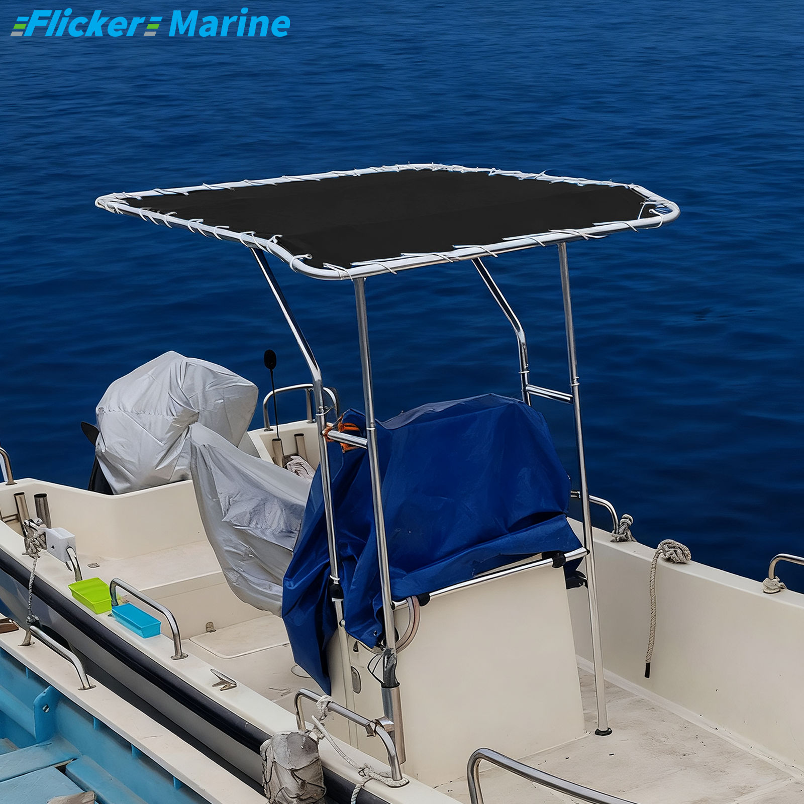Marine T-Top Canvas, Heavy Duty UV Resistant Boat T-Top Replacement Cover, Durable Polyester Canopy for Center Console Boats