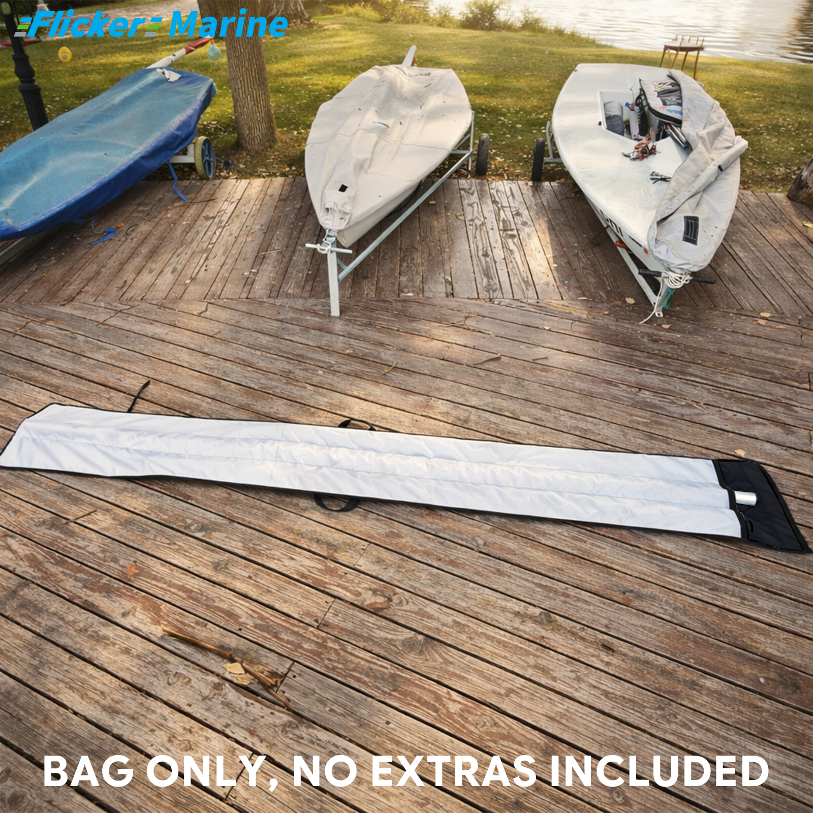 LICA Mast & Boom Bag Compatible with Laser, Polyester Sailboat Storage Bag with Soft Fleece Lining, Black & Gray