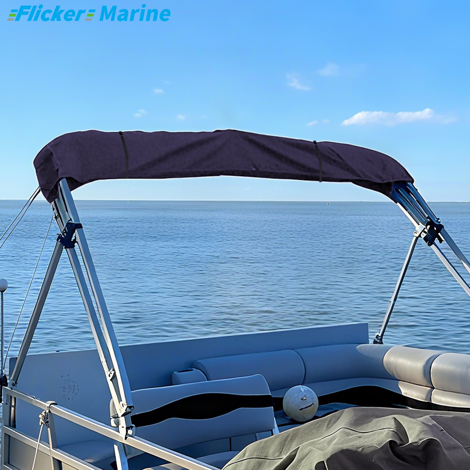Bimini Top Cover, UV Resistant Polyester Boat Canopy Cover, Marine Protective Cover for Bimini Tops, Reinforced Stitching and Secure Fit