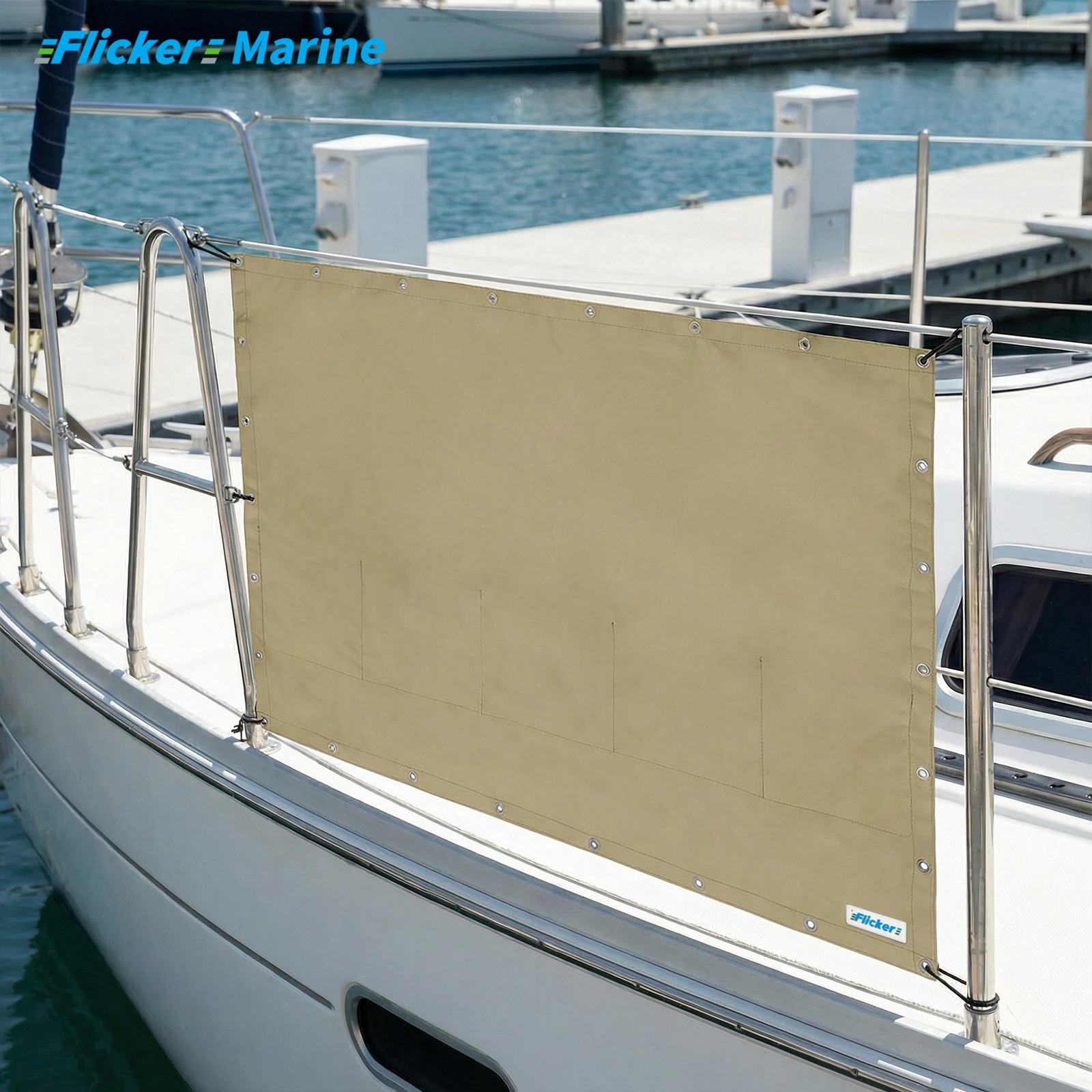 Marine Privacy Screen for Boat Railings, UV Resistant Polyester Lifeline Shade Panel, Durable Privacy Cover for Sailboats and Yachts