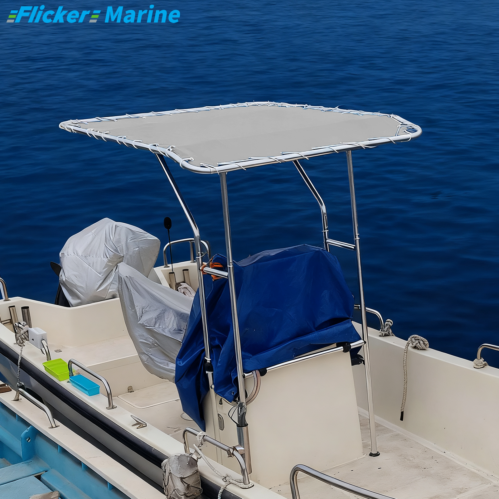 Marine T-Top Canvas, Heavy Duty UV Resistant Boat T-Top Replacement Cover, Durable Polyester Canopy for Center Console Boats