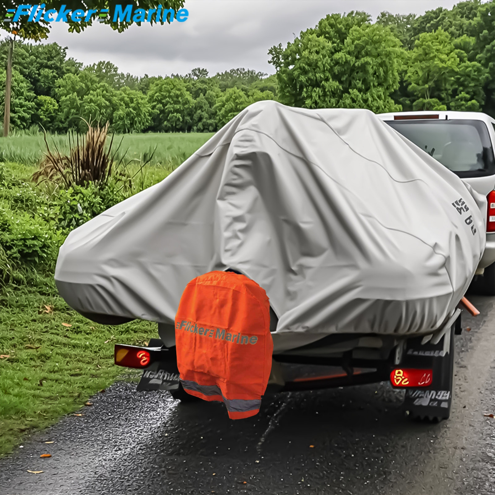 Flicker High-Visibility Propeller Safety Cover – Reflective, Weather-Resistant Guard for Outboard Motors【Size Customization Available】