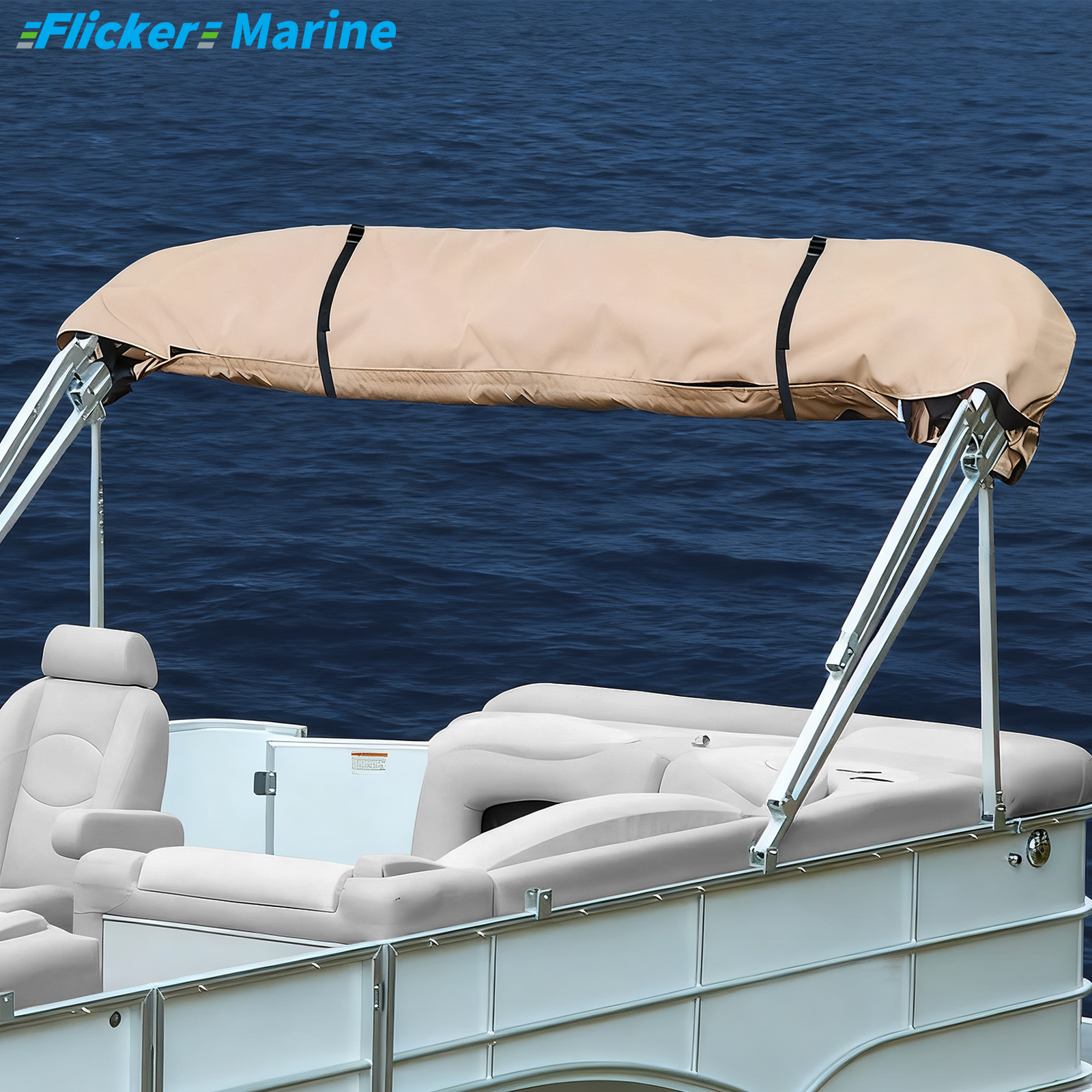 Bimini Top Cover, UV Resistant Polyester Boat Canopy Cover, Marine Protective Cover for Bimini Tops, Reinforced Stitching and Secure Fit