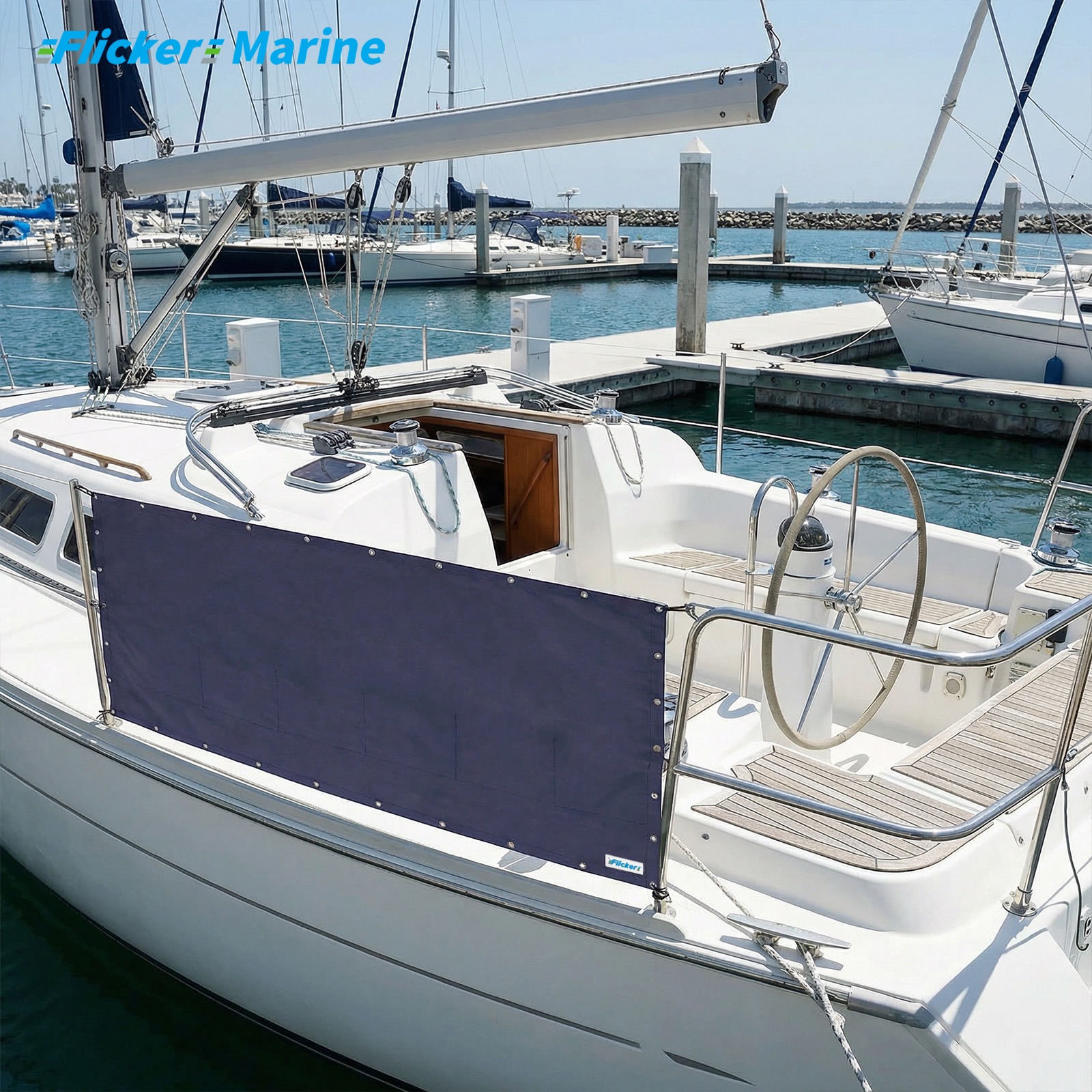 Marine Privacy Screen for Boat Railings, UV Resistant Polyester Lifeline Shade Panel, Durable Privacy Cover for Sailboats and Yachts