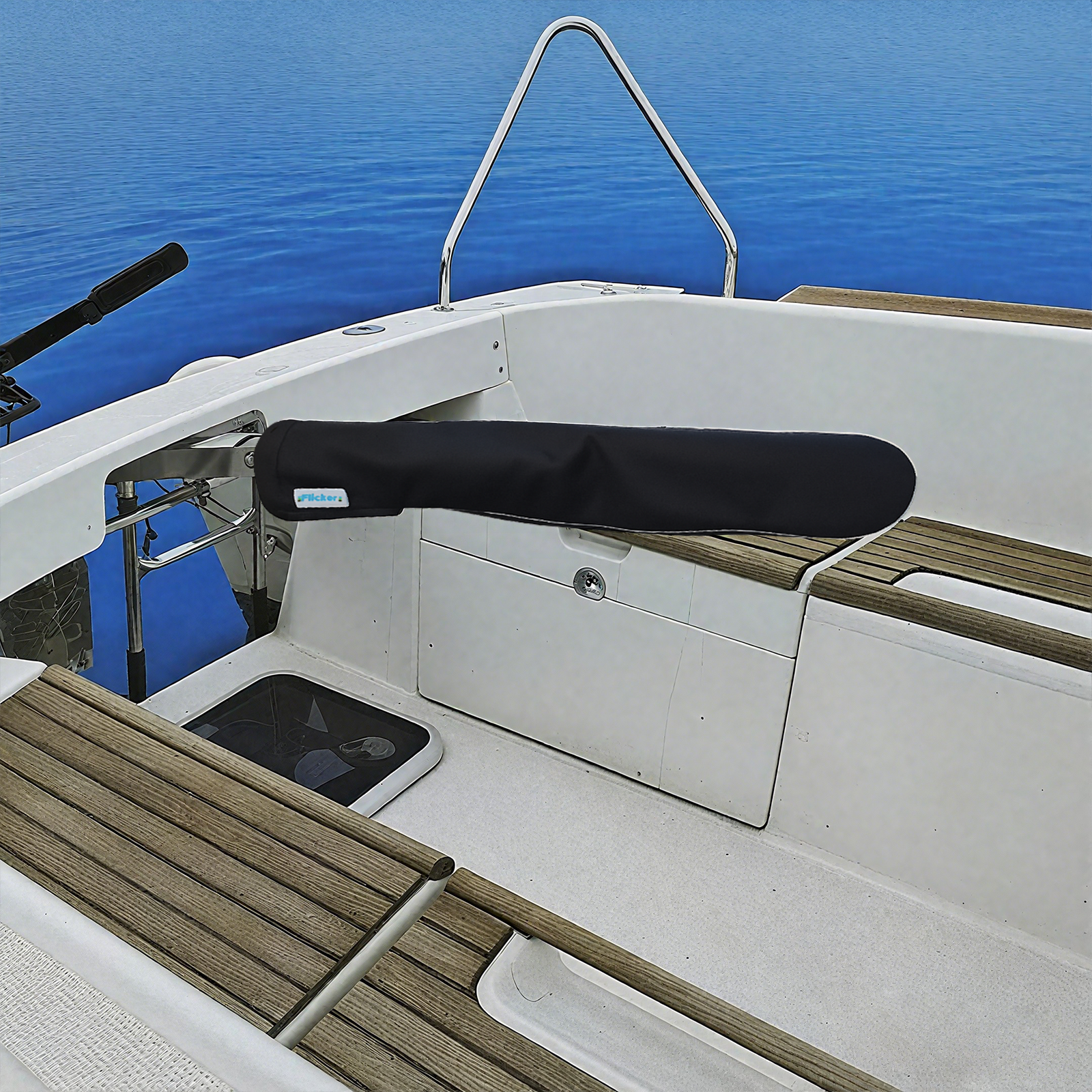 Sailboat Tiller Cover with Reflective Strip, UV Resistant Polyester Tiller Protector, Marine Protective Cover for Dinghies and Sailboats
