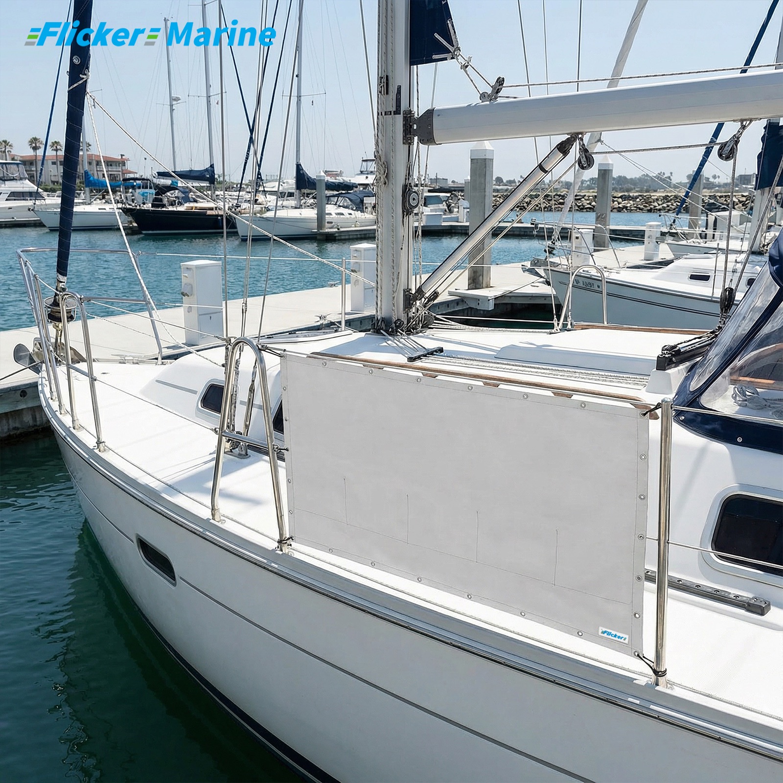 Marine Privacy Screen for Boat Railings, UV Resistant Polyester Lifeline Shade Panel, Durable Privacy Cover for Sailboats and Yachts