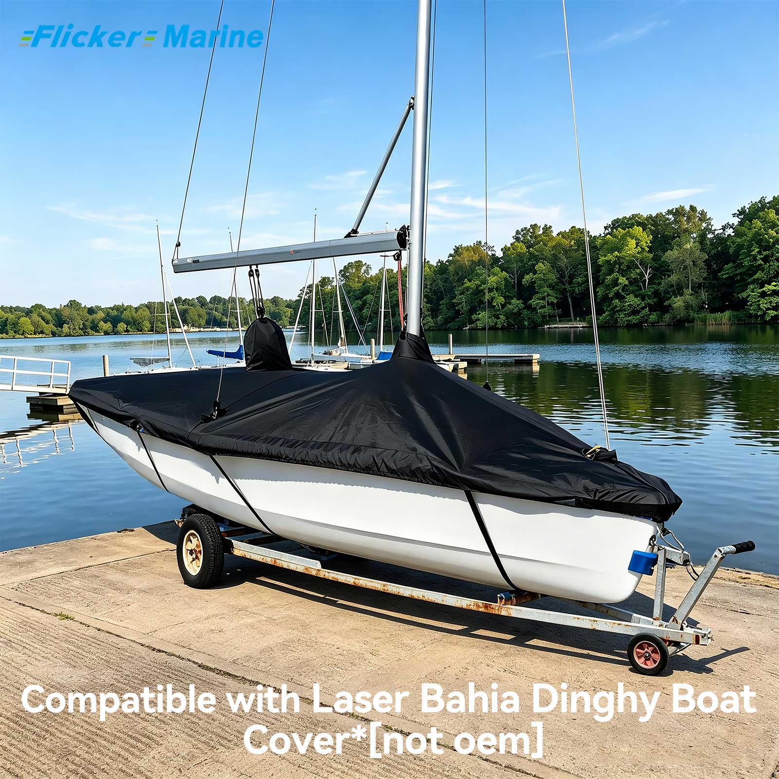 FLICKER Laser Bahia Dinghy Boat Cover, Polyester Sailboat Protective Cover, UV Resistant Marine Cover, 4 Colors