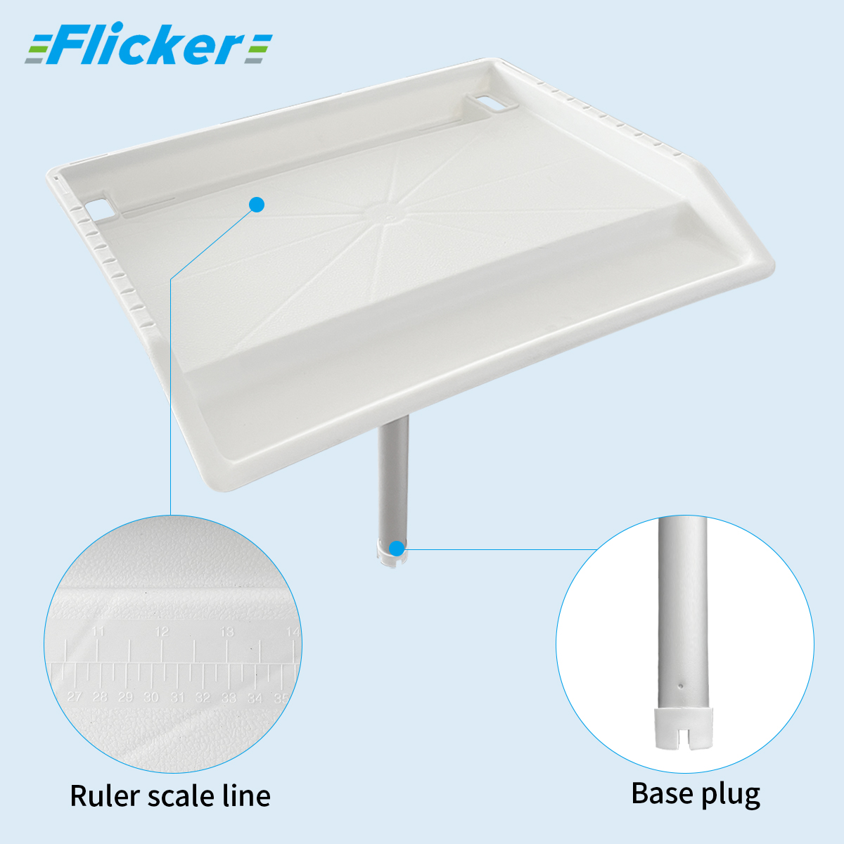 Flicker Marine Fillet Cutting Board & Bait Table – UV-Stabilized PP Fish Cleaning Station with Compartments, Knife Slots, Engraved Fish Scale & Adjustable Rod Holder Mount