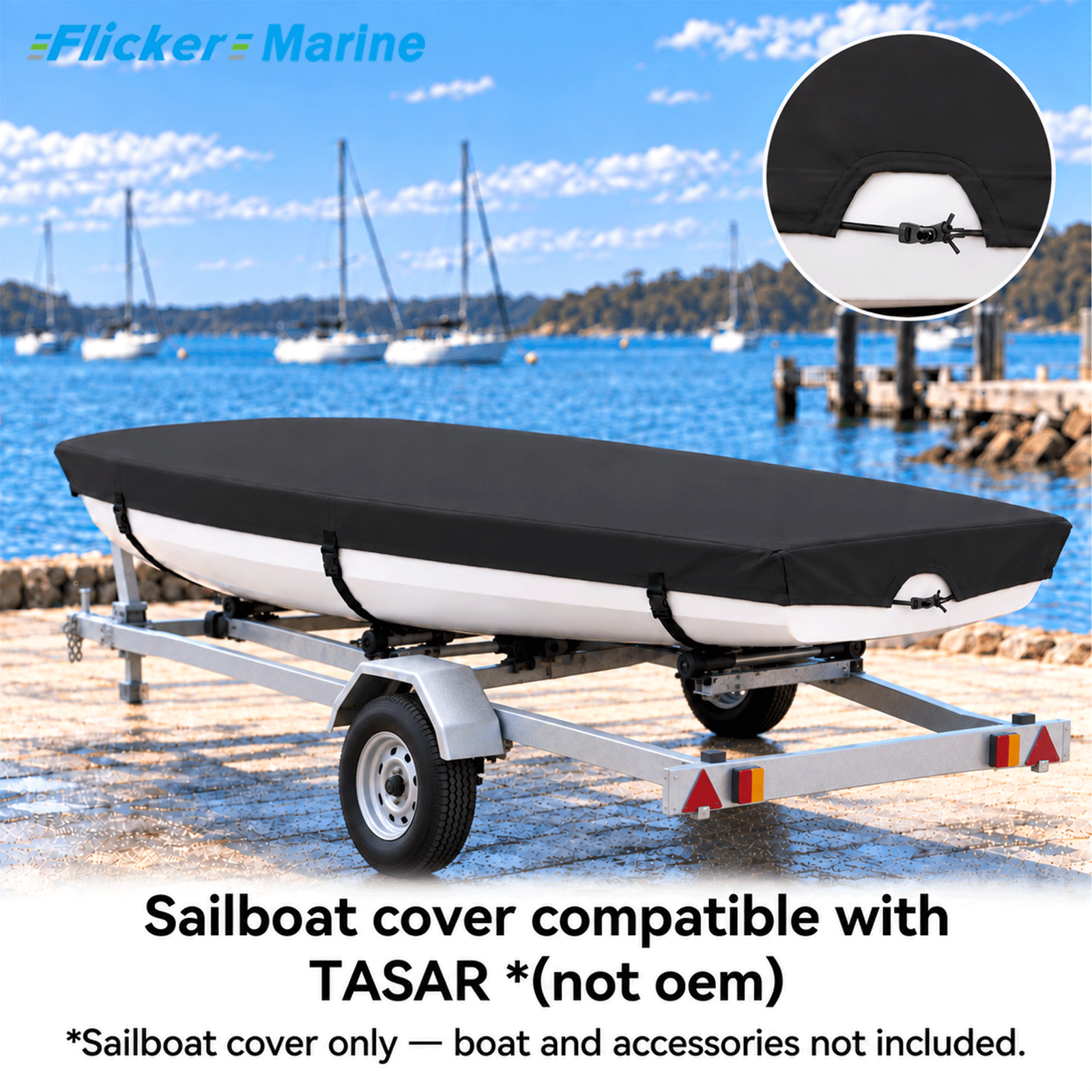 Flicker Marine Sailboat Cover, Polyester Waterproof Sun Resistant Sail Cover Compatible With Tasar