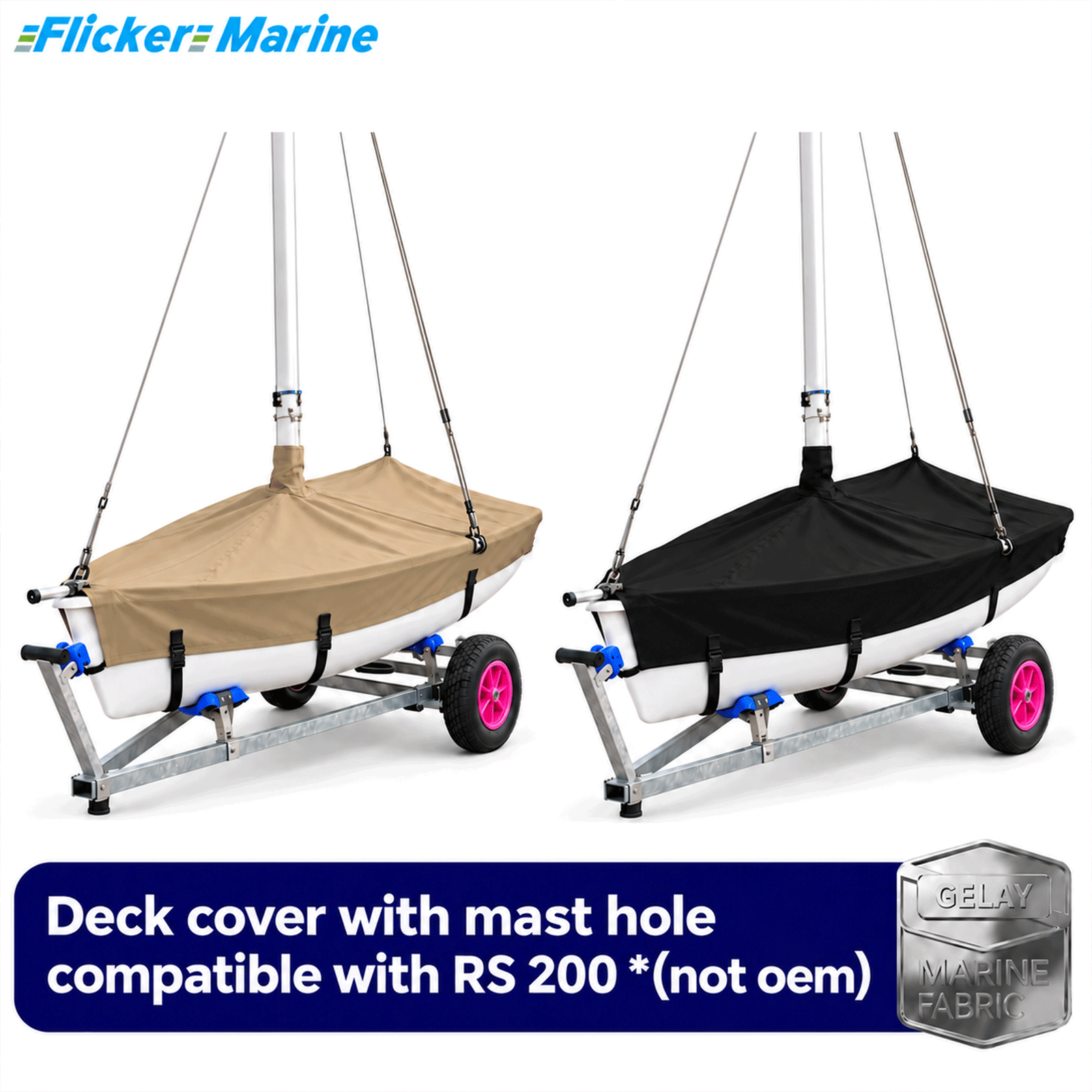 Flicker Marine Sailboat Cover, Polyester Waterproof Sun Resistant Deck Cover Compatible With RS 200