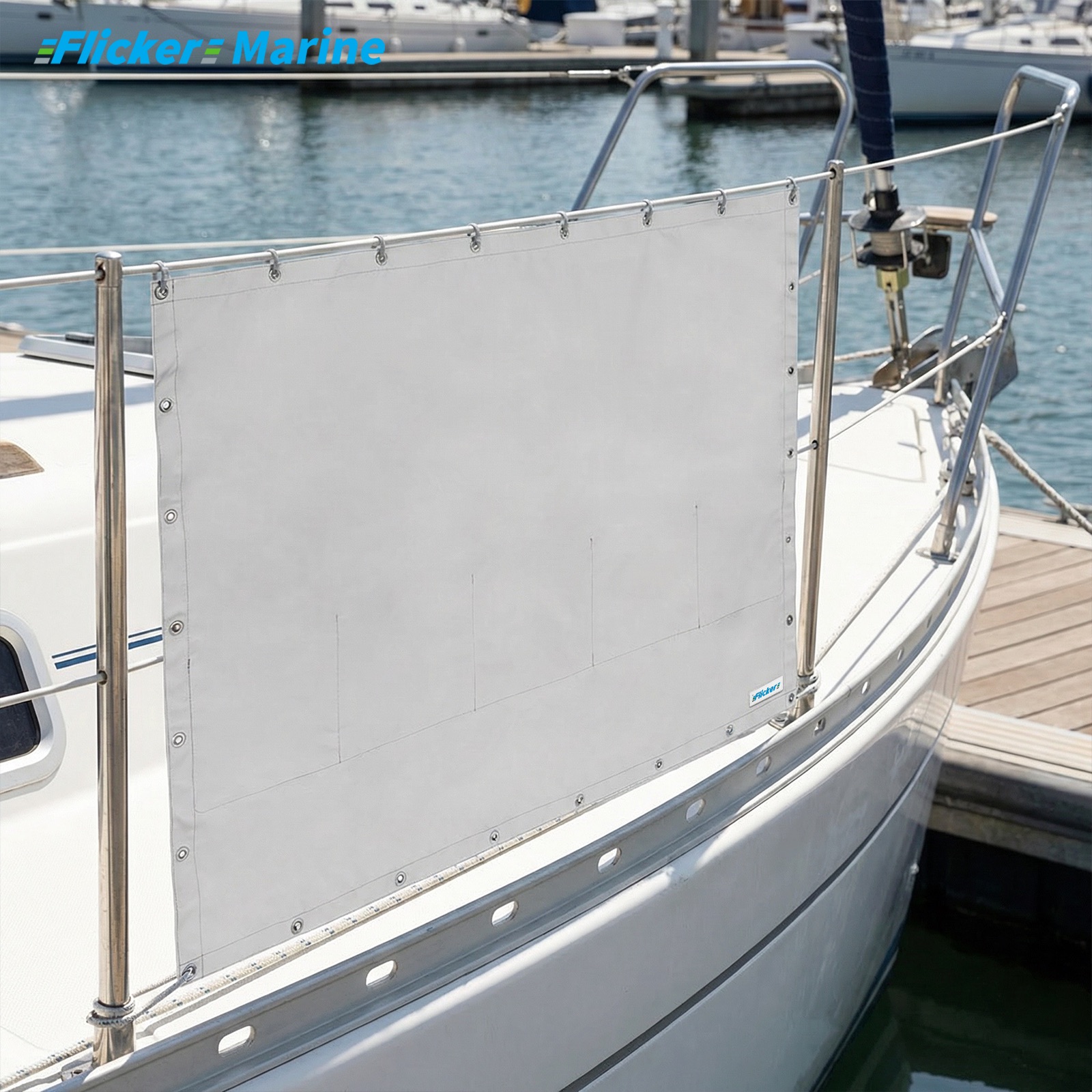 Marine Privacy Screen for Boat Railings, UV Resistant Polyester Lifeline Shade Panel, Durable Privacy Cover for Sailboats and Yachts