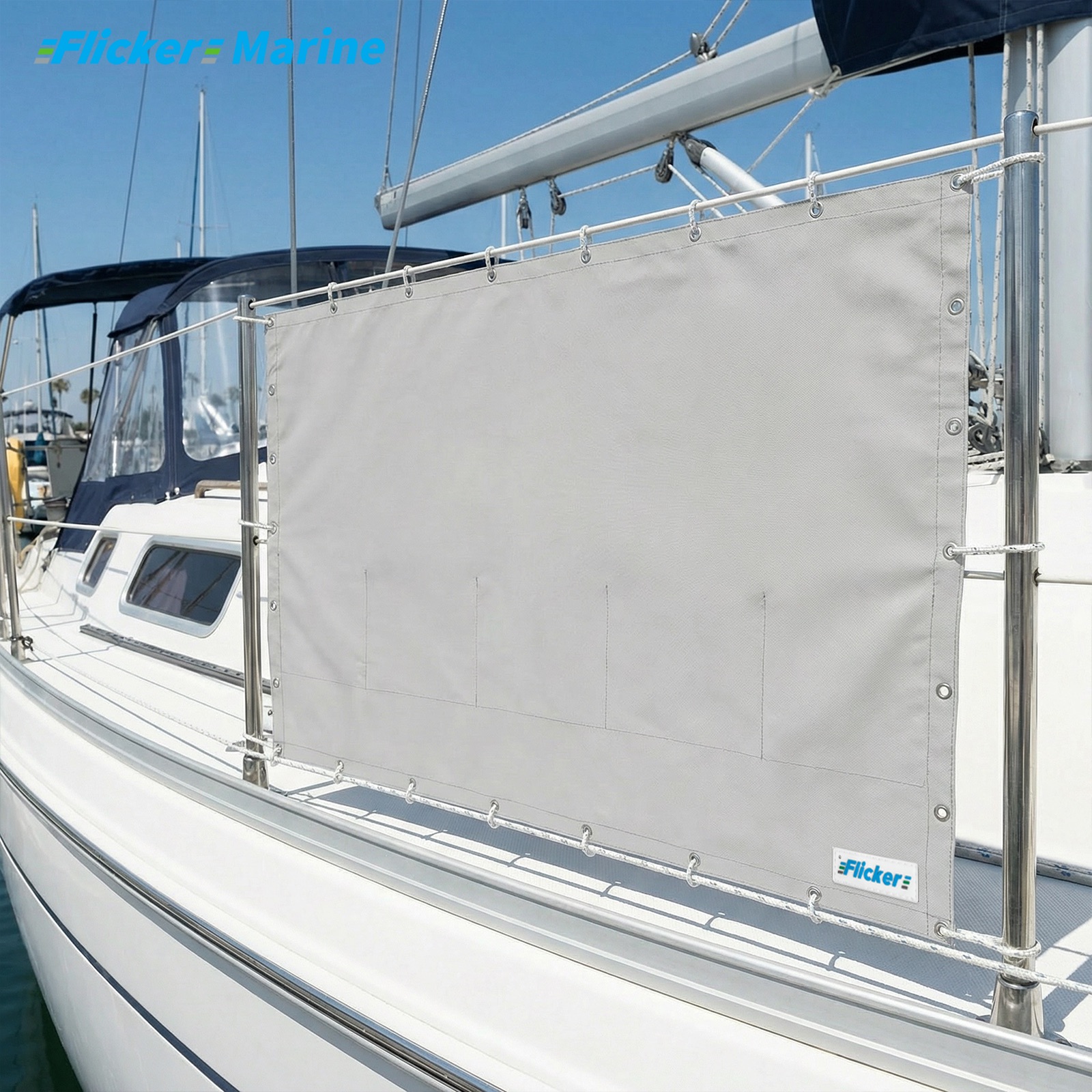Marine Privacy Screen for Boat Railings, UV Resistant Polyester Lifeline Shade Panel, Durable Privacy Cover for Sailboats and Yachts