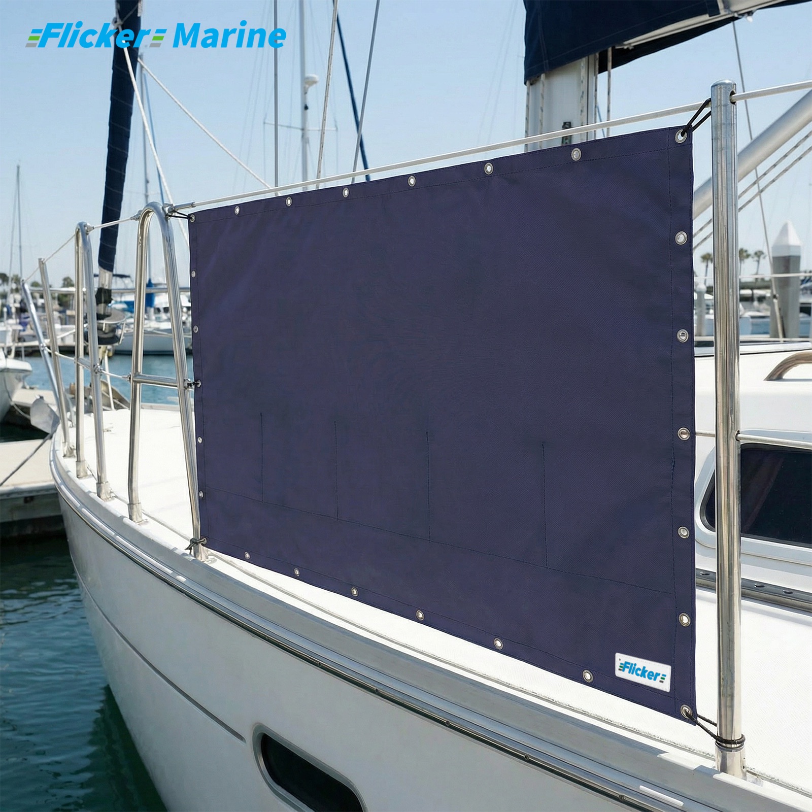 Marine Privacy Screen for Boat Railings, UV Resistant Polyester Lifeline Shade Panel, Durable Privacy Cover for Sailboats and Yachts