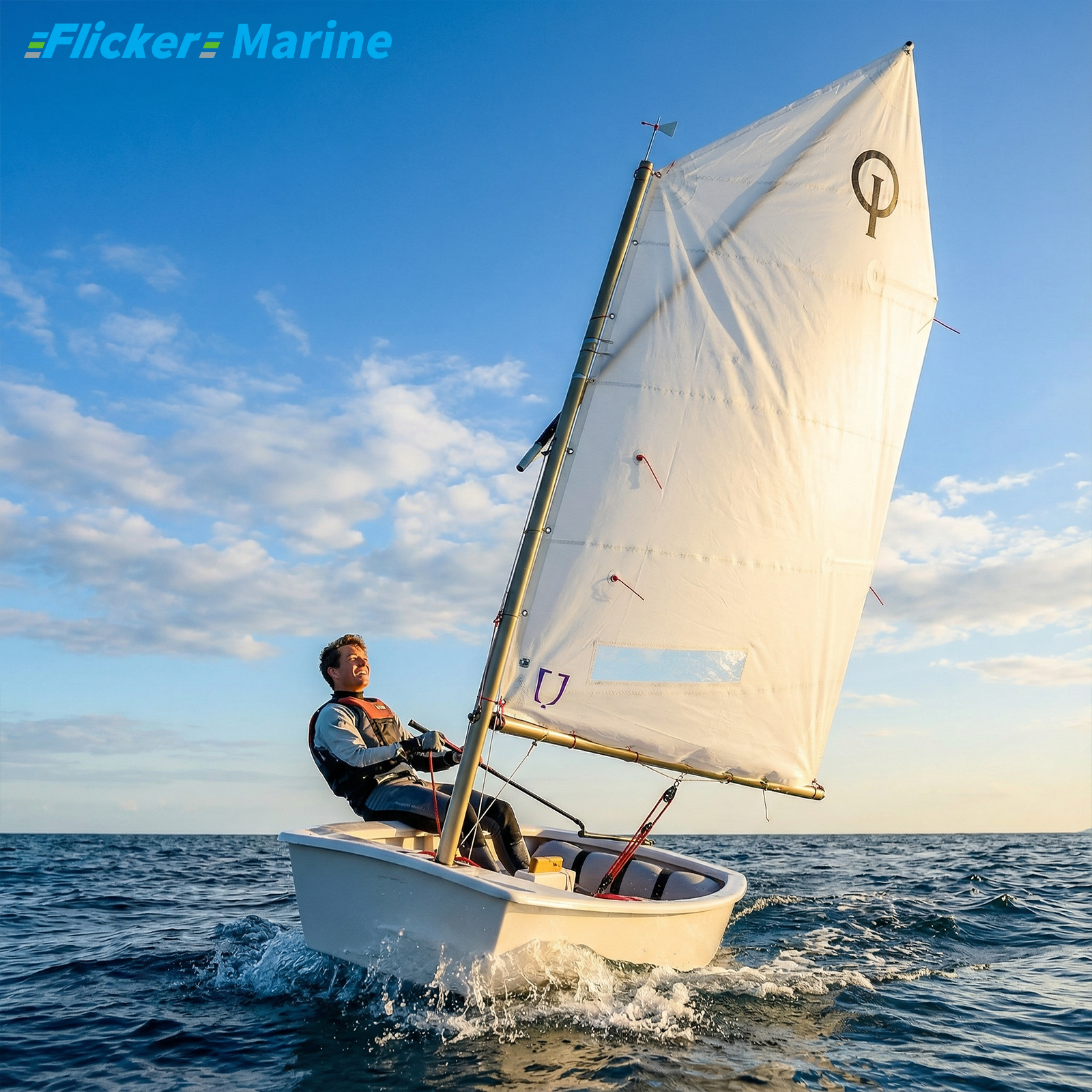 FLICKER Training Sail for Optimist, Durable Polyester Practice Sail, Lightweight Sailing Training Equipment