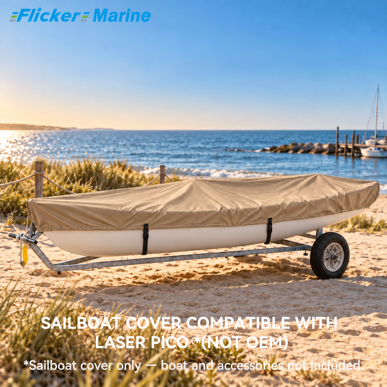 Sailboat Cover Compatible With Laser Pico, Heavy Duty Waterproof UV Resistant Dinghy Boat Cover With Adjustable Buckle Straps, Black Color, Not OEM