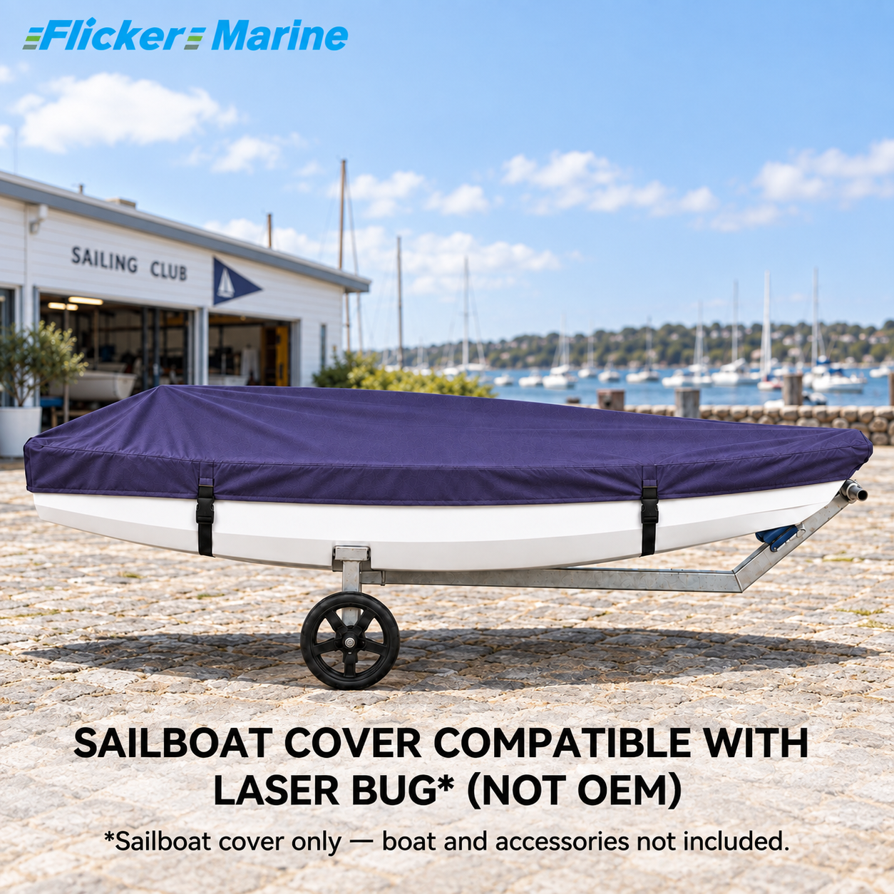 Sailboat Cover Compatible With Laser Bug, Heavy Duty Waterproof UV Resistant Dinghy Boat Cover With Adjustable Buckle Straps, Gray Color, Not OEM