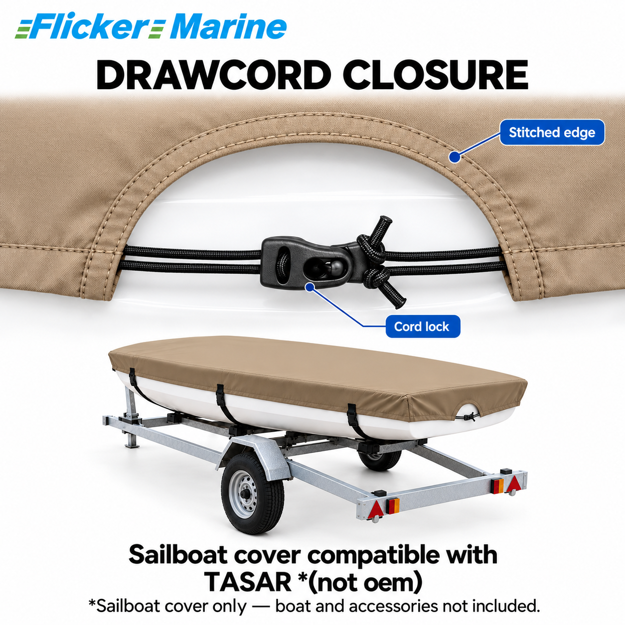 Flicker Marine Sailboat Cover, Polyester Waterproof Sun Resistant Sail Cover Compatible With Tasar