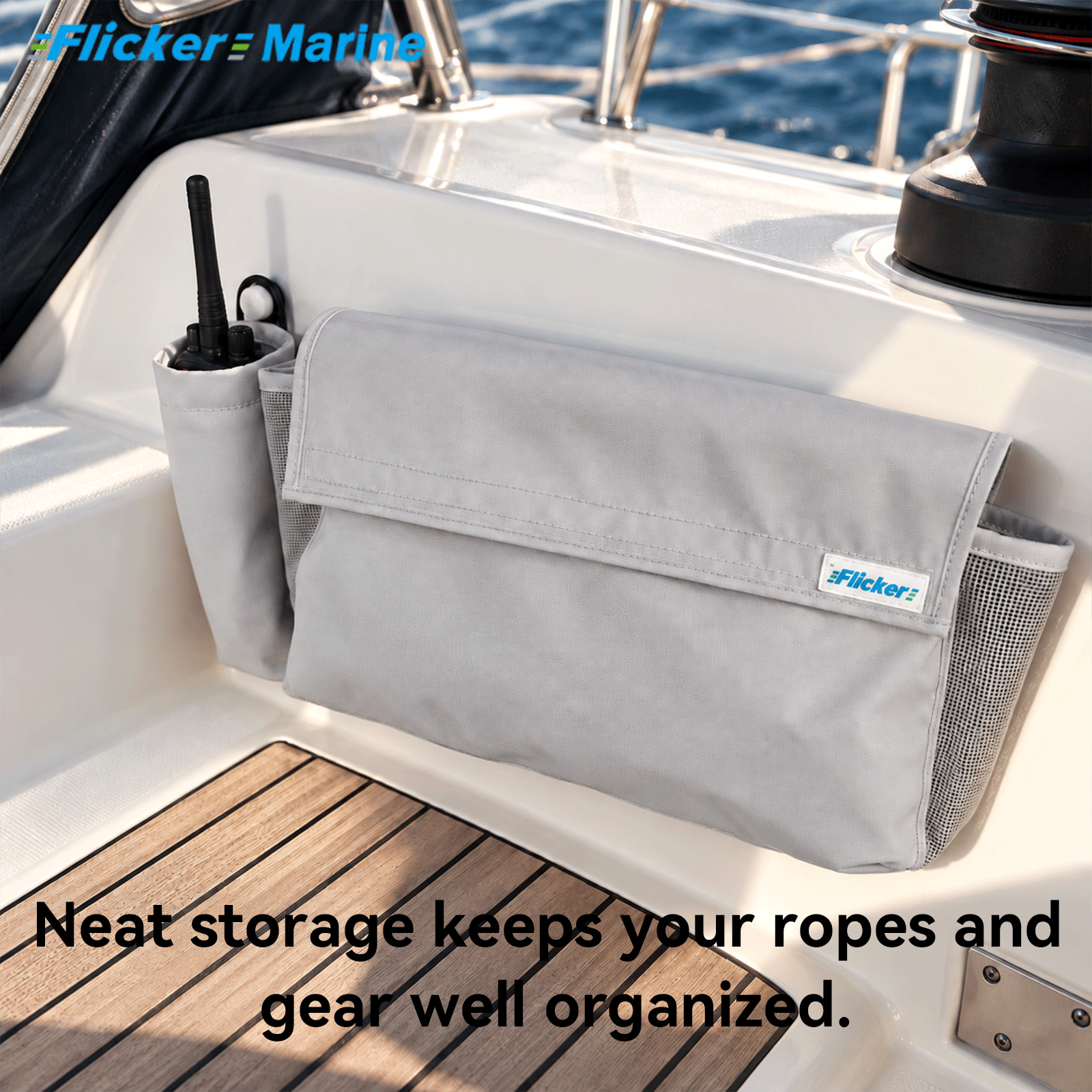 Flicker Marine Multifunctional Sailboat Line Storage Bag, Polyester Material, Multi Pockets Organizer Compatible With Sailboat, For Storing Ropes Walkie Talkie and Marine Gear