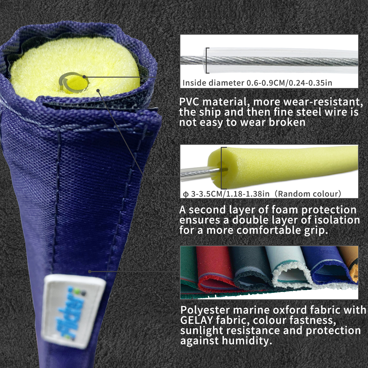  Flicker Sailboat Fence Handrail Covers, Polyester Composite Oxford Fabric, High Color Fastness, Sunlight Resistant, Wear-Resistant with PVC Pipe Inside for Universal Fit