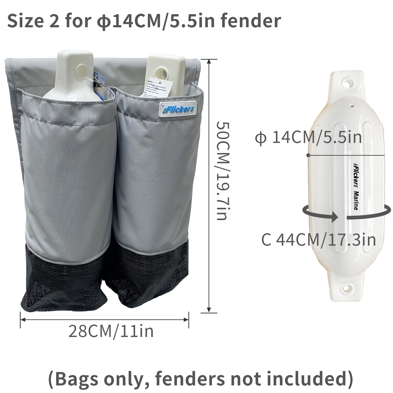 Flicker Marine Fender Storage Covers – Weather-Resistant Rail-Mounted Design【Size Customization Available】