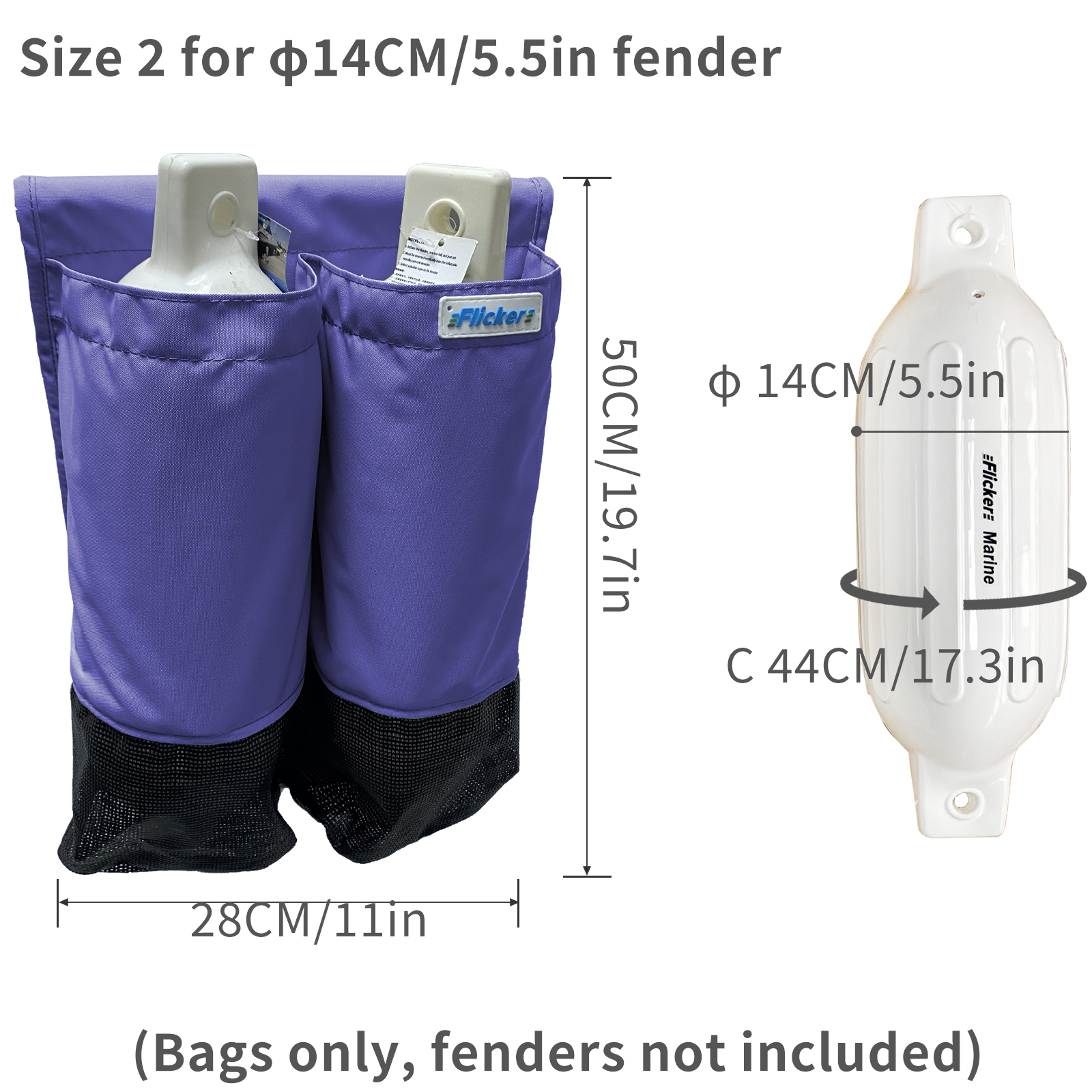 Flicker Marine Fender Storage Covers – Weather-Resistant Rail-Mounted Design【Size Customization Available】