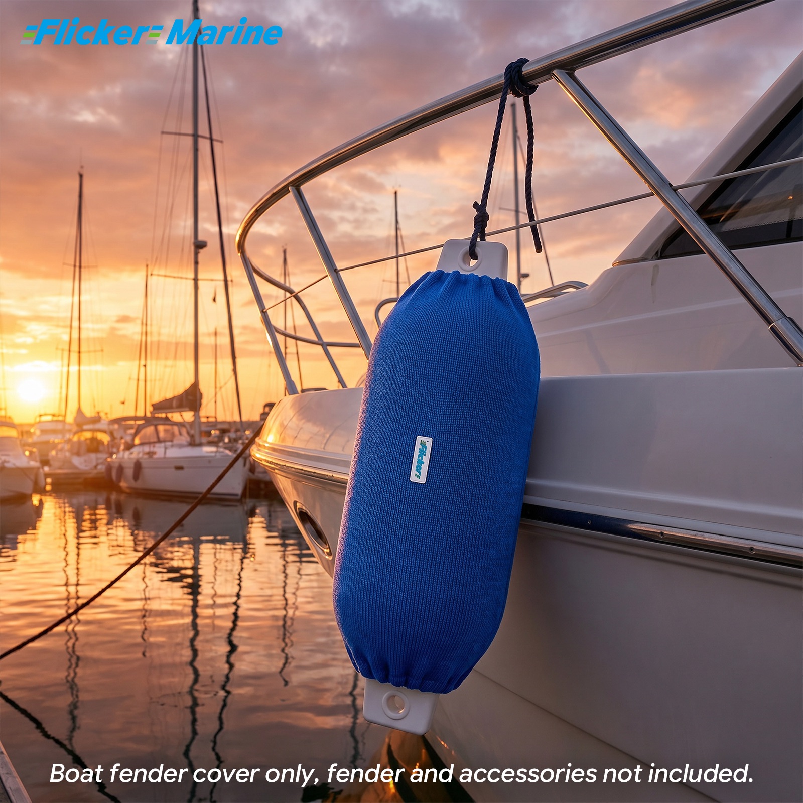 Flicker Royal Blue Boat Fender Cover Acrylic Marine Protective Cover for Yacht Boat Fenders 7 Sizes