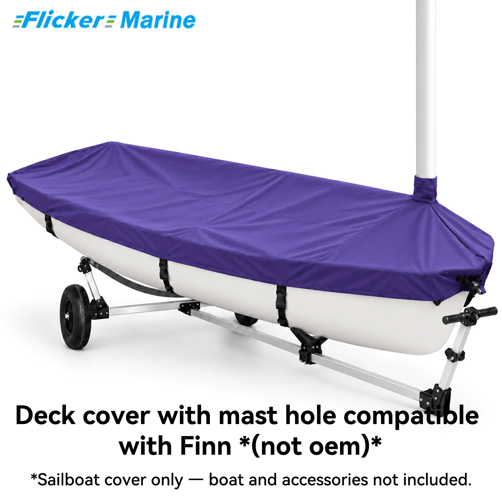 Flicker Marine Sailboat Deck Cover With Mast Hole, Polyester Waterproof UV Resistant Protector Compatible With Finn