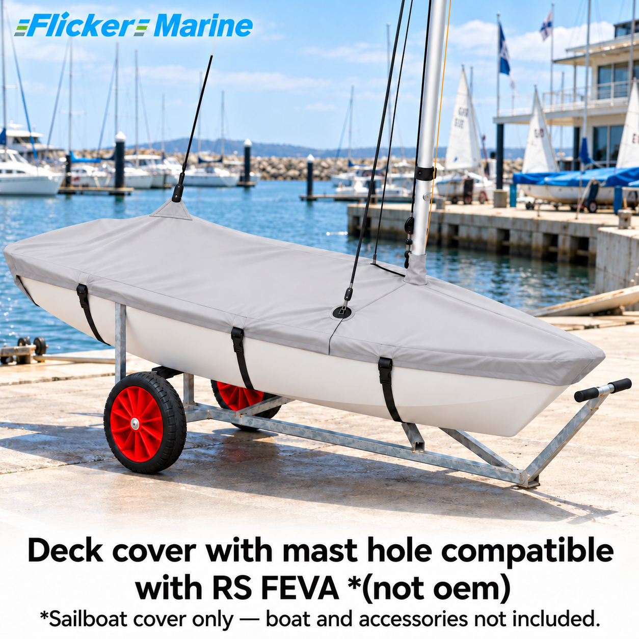 Flicker Marine Heavy Duty Polyester Sailboat Cover, Waterproof Anti-UV For Storage & Transport Compatible With RS FEVA