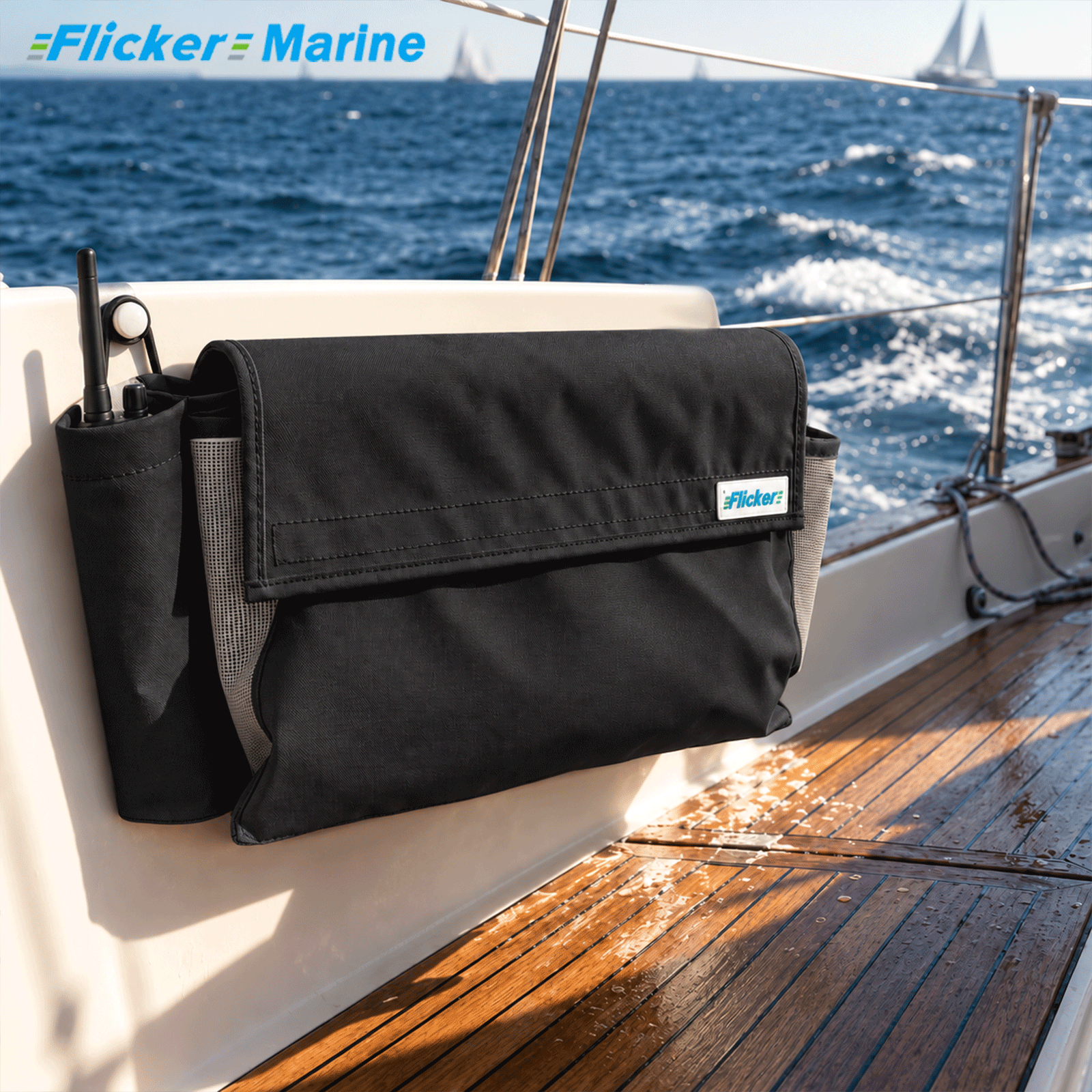 Flicker Marine Multifunctional Sailboat Line Storage Bag, Polyester Material, Multi Pockets Organizer Compatible With Sailboat, For Storing Ropes Walkie Talkie and Marine Gear