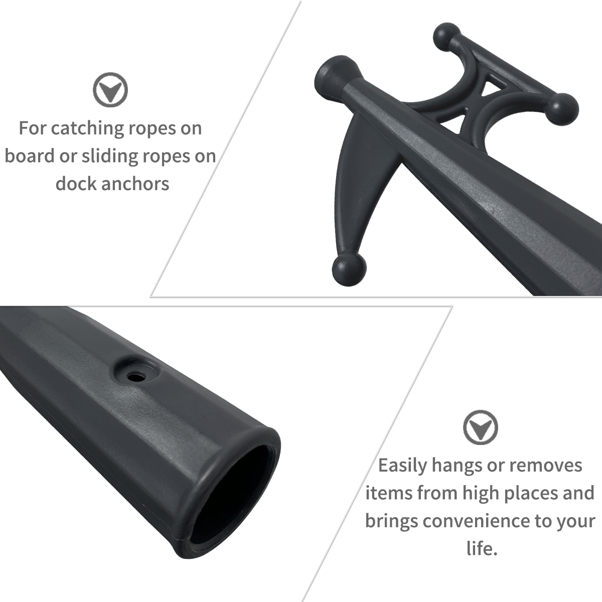 Polypropylene Double Hook Boat Hook - 25mm/1inch, Kayak Inflatable Boat Lifeboat Towing Boat Hook