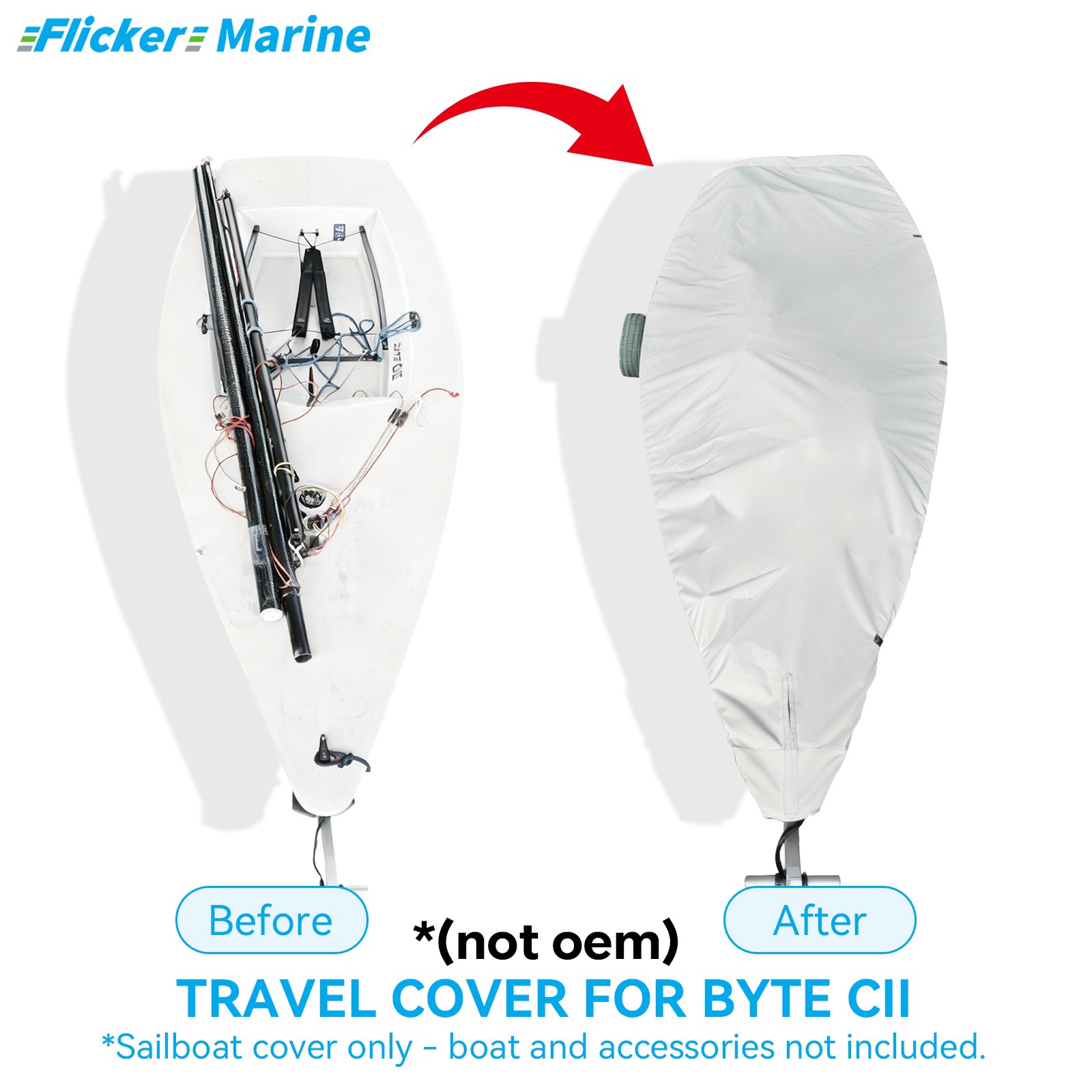 Sailboat Cover for Byte CII – Custom Fit Dinghy Cover for Storage, Docking & Trailering