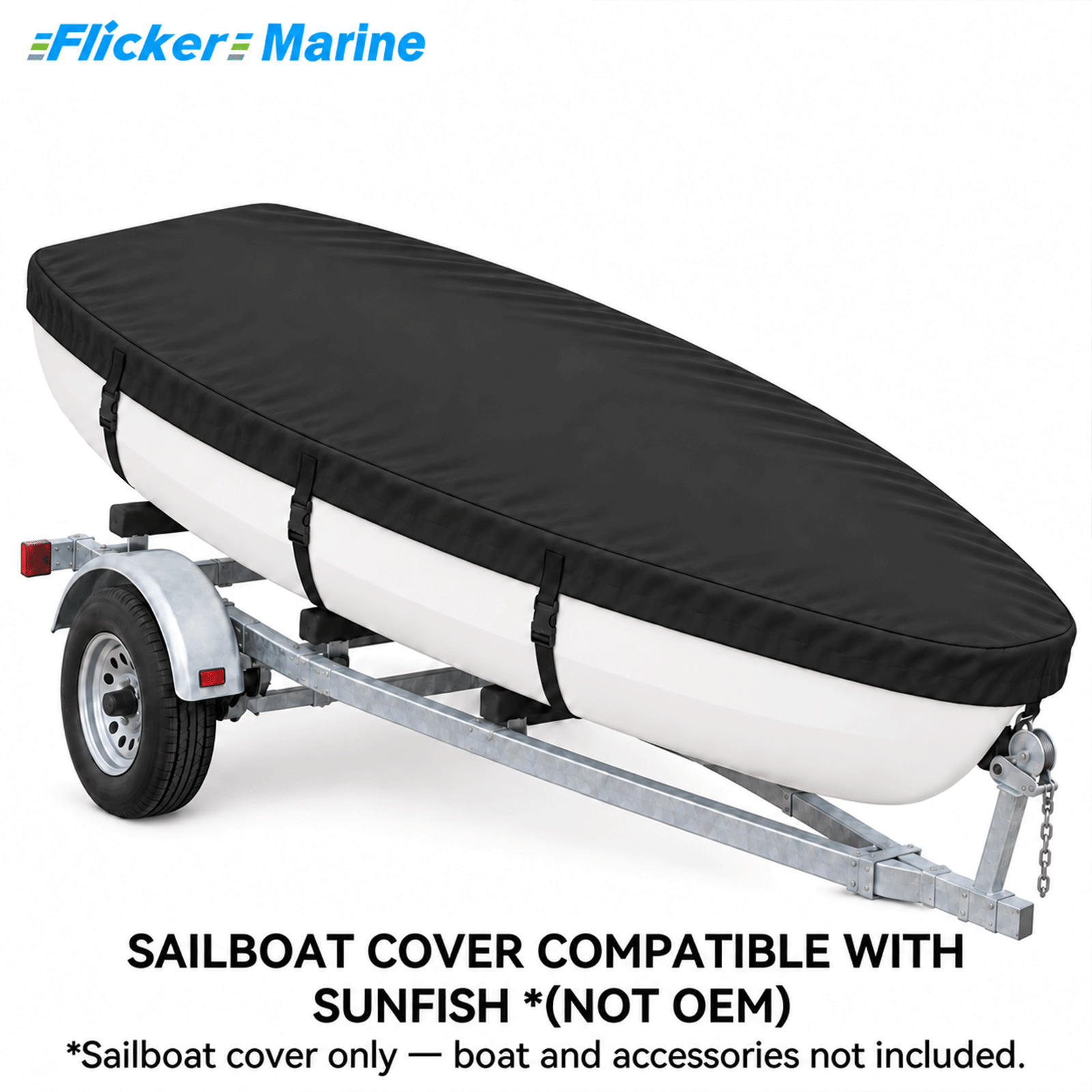 Flicker Sailboat Cover Compatible With Sunfish, Heavy Duty Waterproof UV Resistant Dinghy Boat Cover With Adjustable Buckle Straps, Multiple colors available