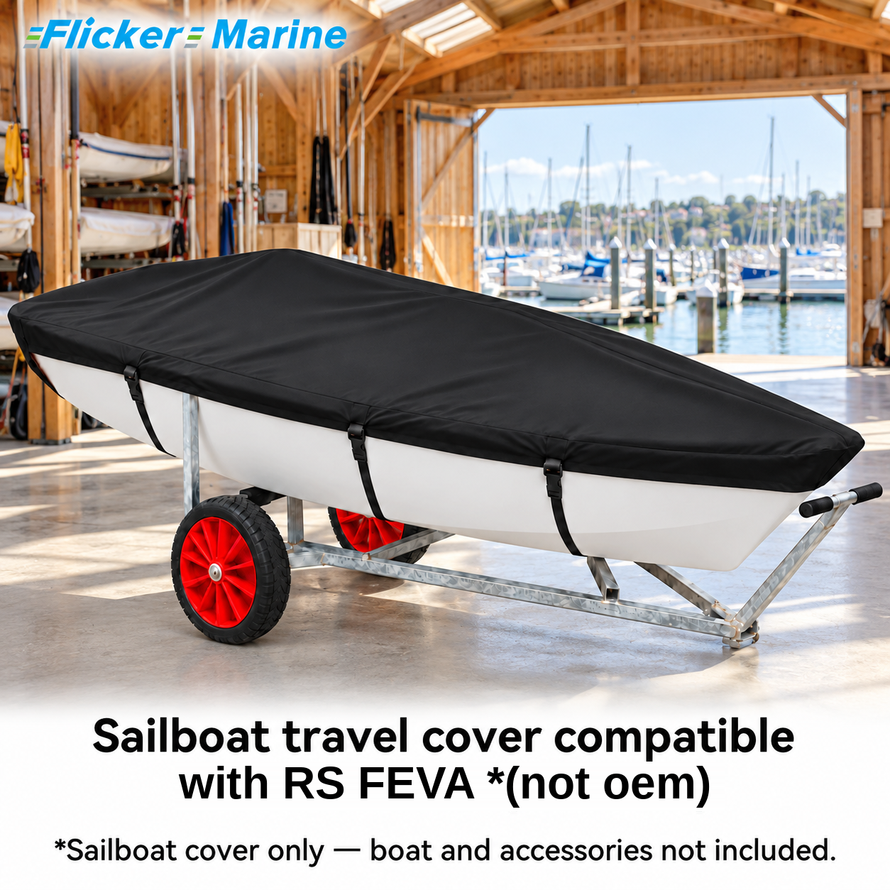 Flicker Marine Heavy Duty Polyester Sailboat Cover, Waterproof Anti-UV For Storage & Transport Compatible With RS FEVA