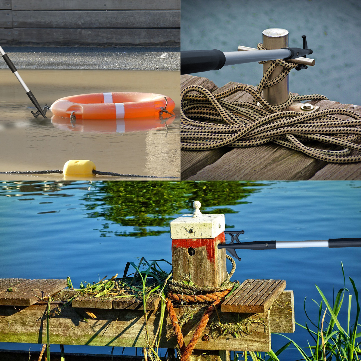 Polypropylene Double Hook Boat Hook - 25mm/1inch, Kayak Inflatable Boat Lifeboat Towing Boat Hook