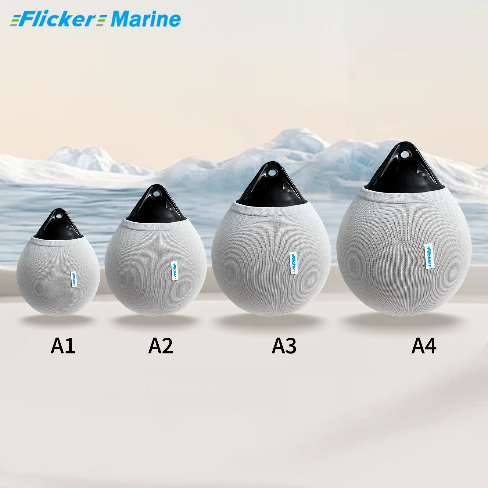 Flicker Round Buoy Fender Cover – Stretchable Knit Sleeve with Drawstring for Dock and Sailboat Protection